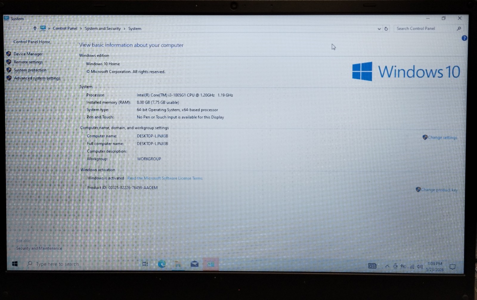 Dynabook Satellite Pro C50-H 15.6″ Laptop i3-1005G1 8GB RAM 256GB W10H H4040
