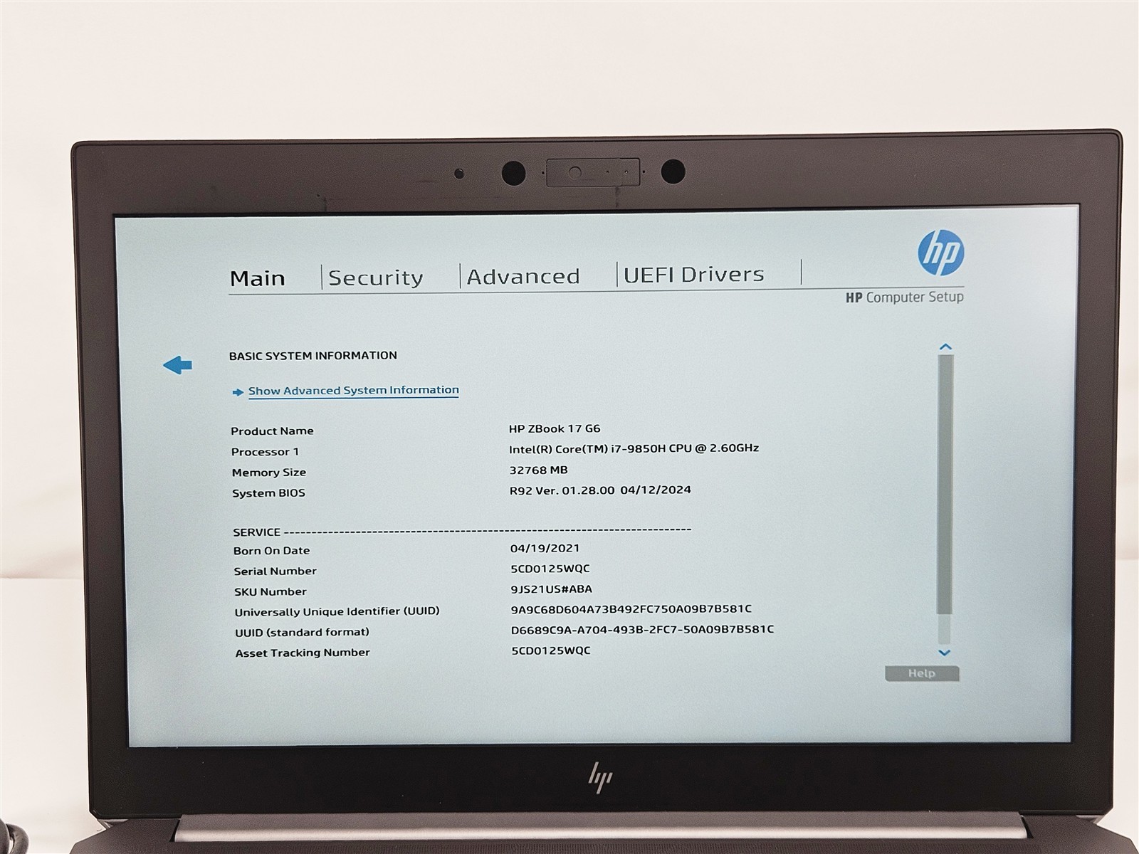 HP ZBook 17 G6 i7-9850H 32GB RAM 512GB SSD HDMI Thunderbolt 3 USB-C No OS