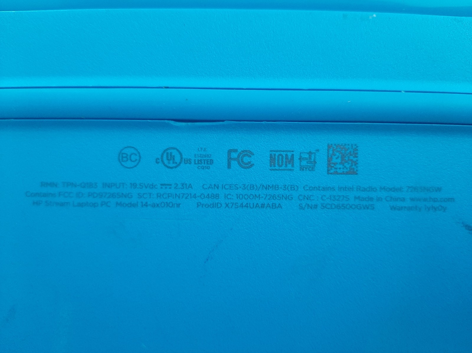HP Stream 14-ax010nr 14in Intel Celeron 4GB RAM 32GB eMMC Blue