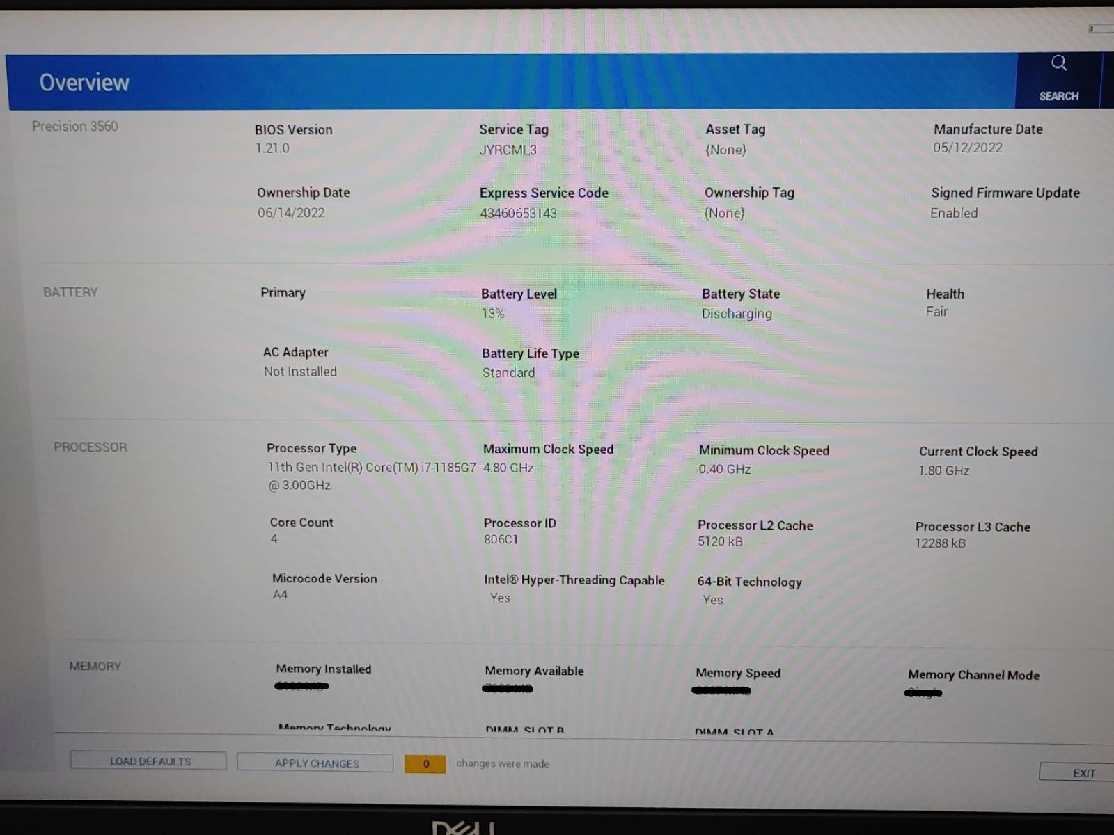 Dell Precision 3560 15.6″ i7-1185G7 NVIDIA T500 *NO SSD/NO RAM/NO AC* ***READ**