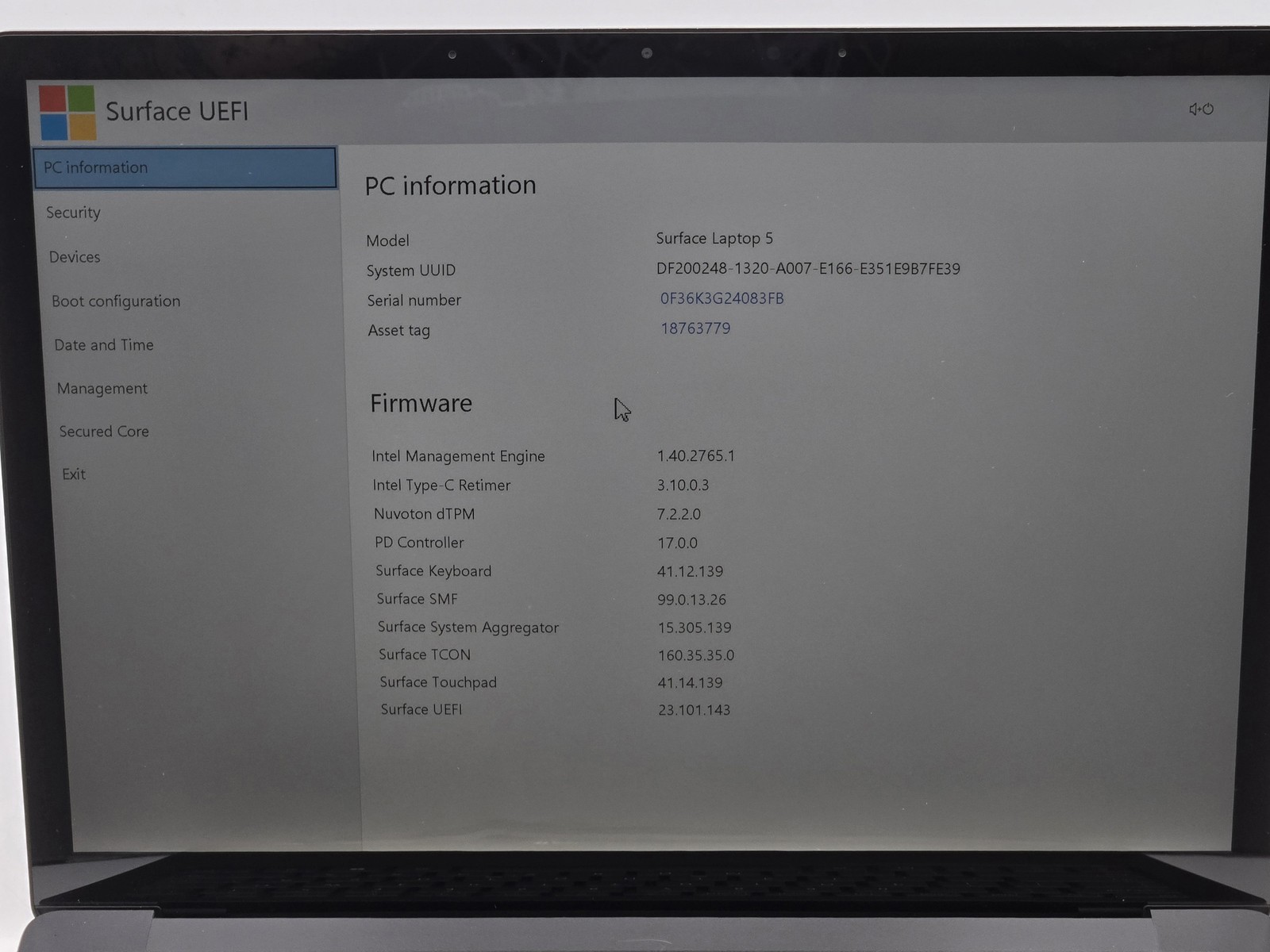 Microsoft Surface Laptop 5 13″ 2256 x 1504 Touch I7-1265U 512GB SSD 16GB W11P