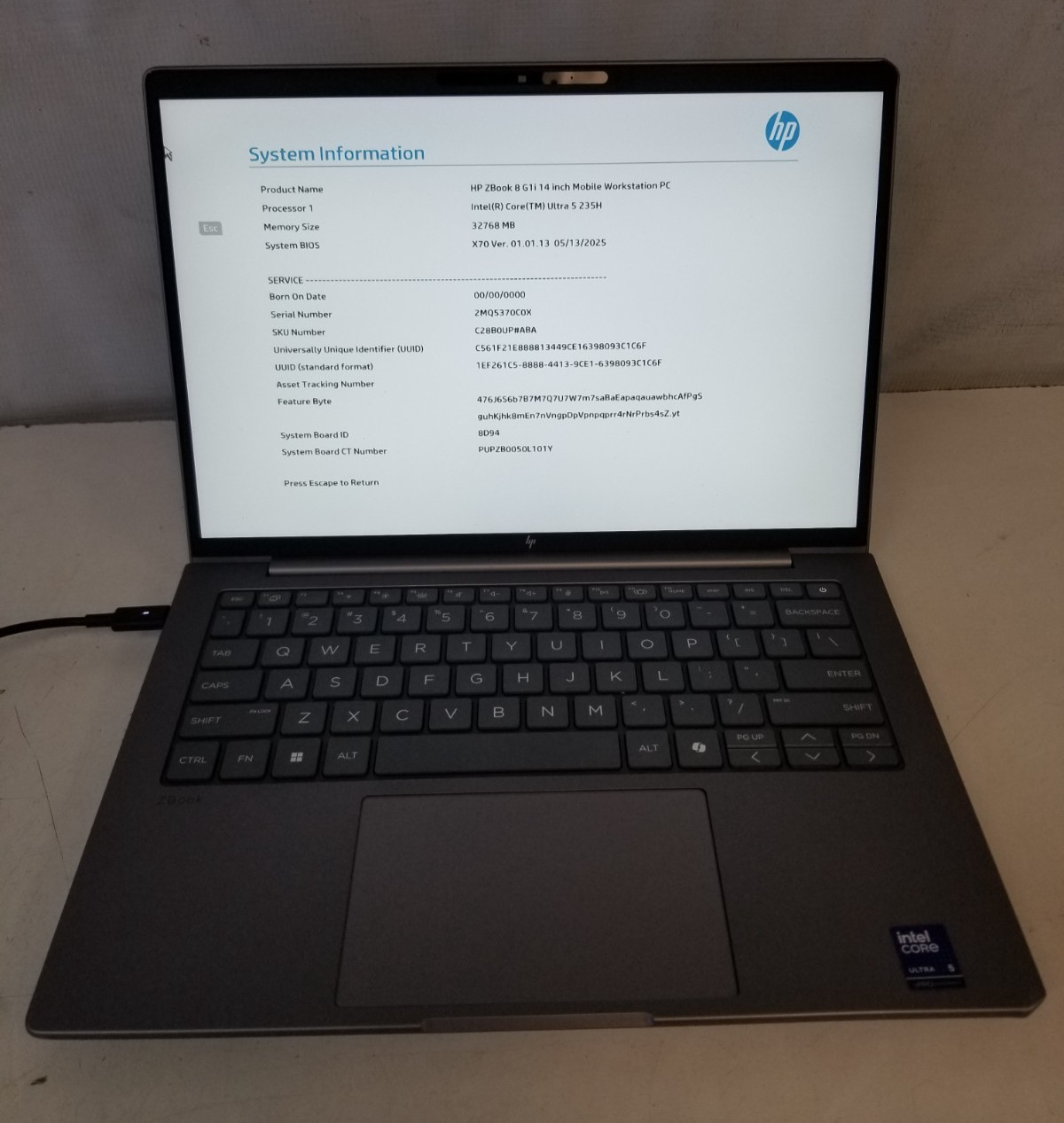 HP ZBook 8 G1i 14” Mobile Workstation Ultra 5 235U 32GB DDR5 NO SSD