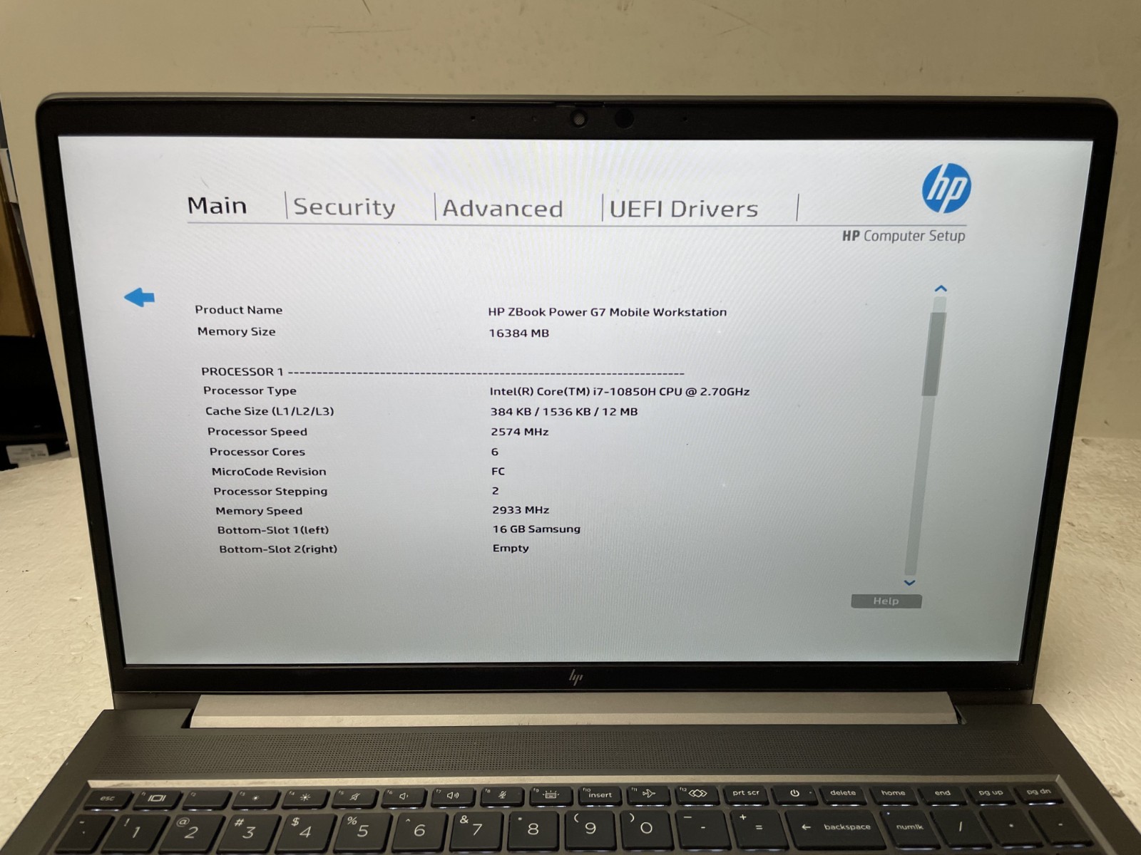 HP ZBook Power G7 Intel i7-10850H @2.70GHz 16GB RAM NO SSD For Parts *READ