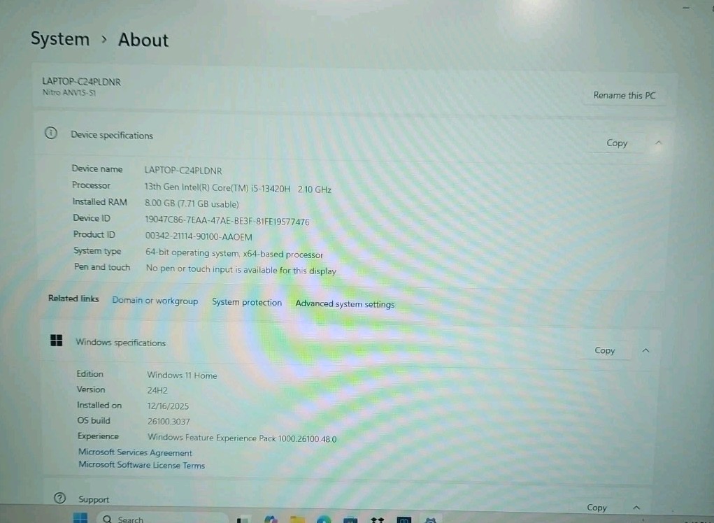 Acer N23Q22 Nitro ANV15-51 15″ 8GB Ram 500GB SSD NVIDIA GeForce RTX 2050 Laptop