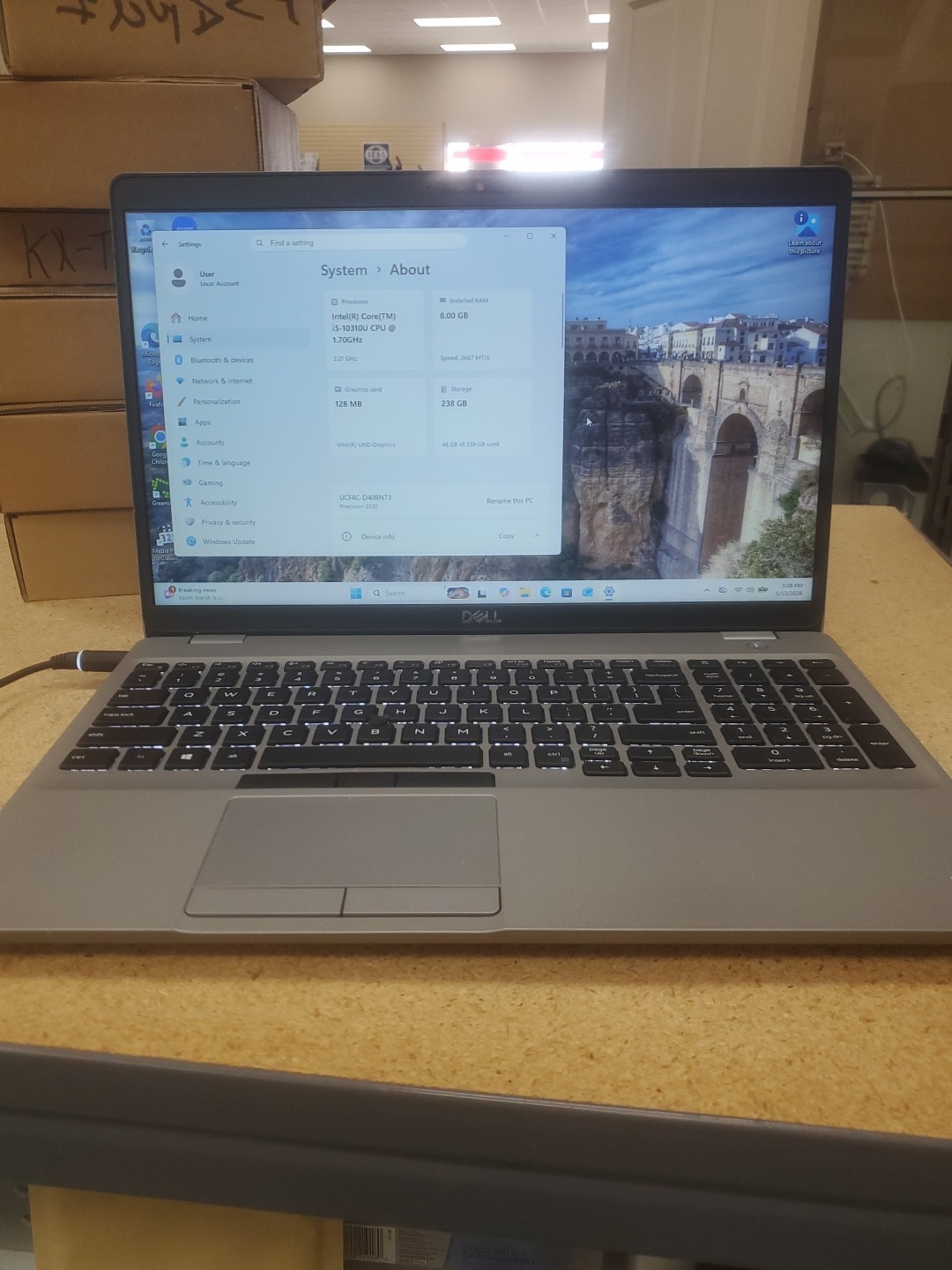 Dell Precision 3550 Laptop – i5-10310U 8GB 256GB SSD 15.6″ 051326-2