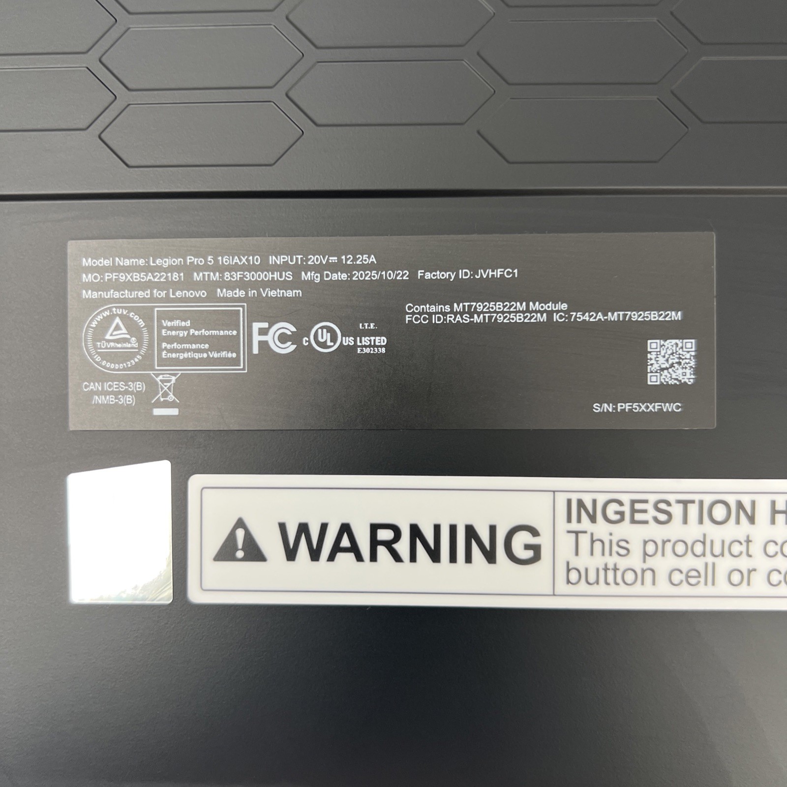 Lenovo Legion Pro 5 16IAX10H 16″ Ultra 9 275HX 32GB 1TB SSD RTX 5070 – Used