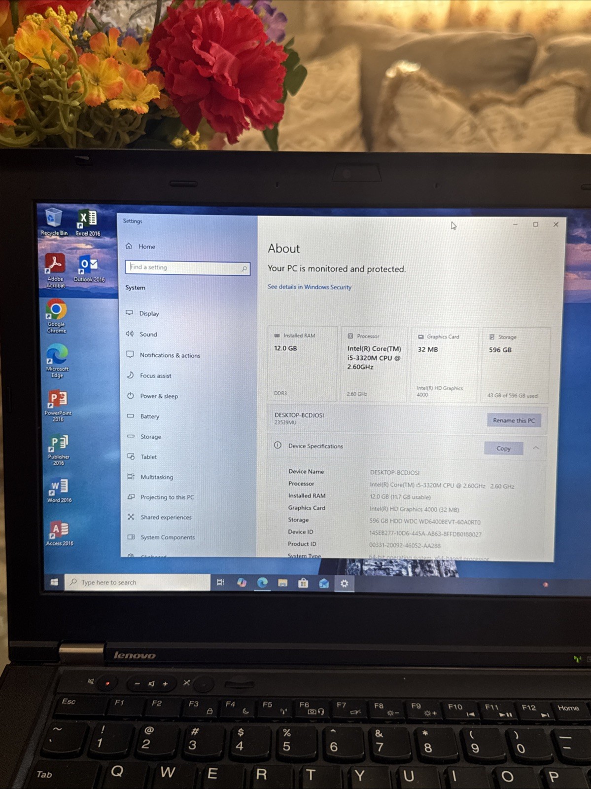 Lenovo Thinkpad T430s 14″ Core i5-3320 2.6GHz 12GB RAM 640GBHDD W/MS Office 2016