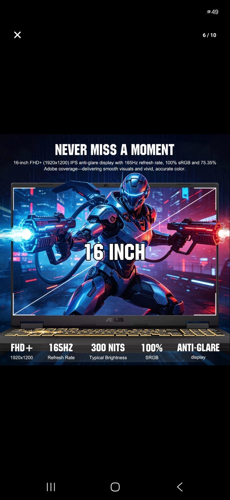 ASUS TUF F16 5050, i5-13450HX, 16″ 165Hz,GeForce RTX 5050, 16GB DDR5, 1TB SSD