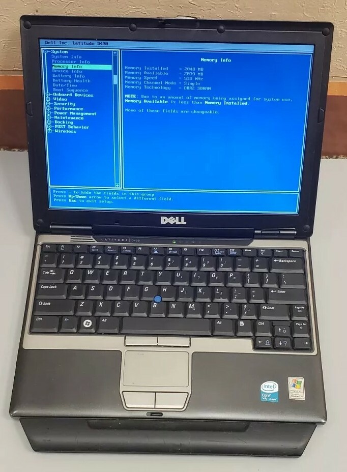 Dell Latitude D430 Intel Core Solo 1.20GHz 2GB RAM 60GB HDD WIFI BOOT TO BIOS