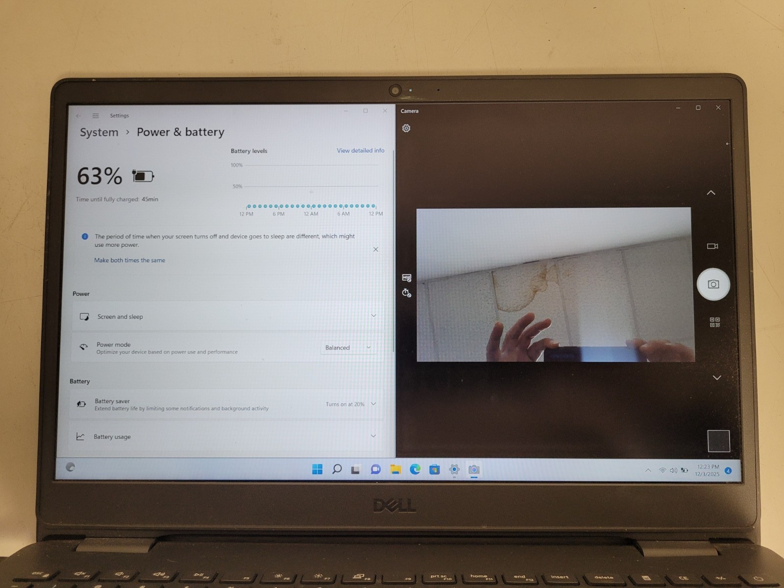 Dell inspiron 3505 15.6″rayzen5 3450u 2100mhz 12gb ram 256gb ssd charger 9BZH393