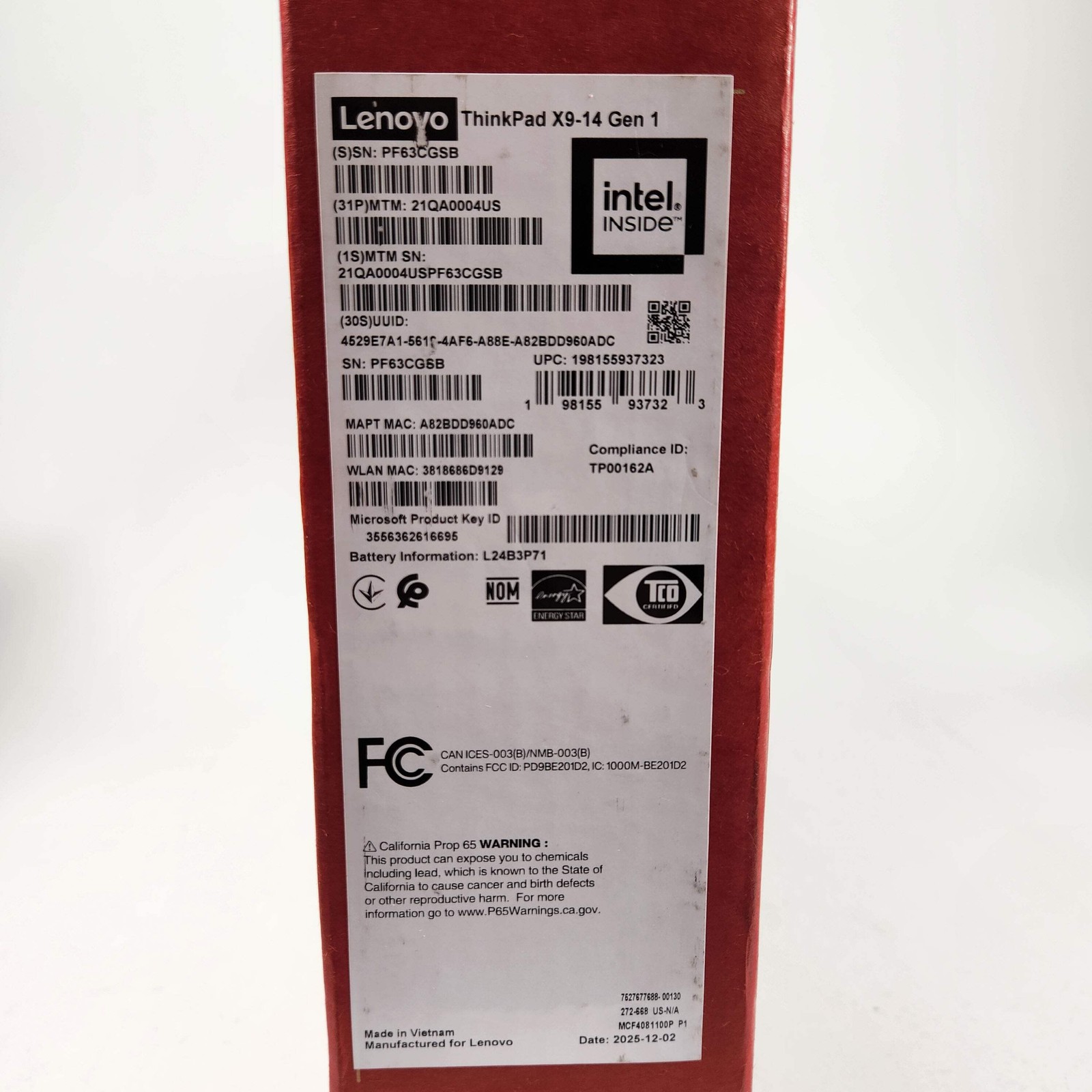 New Lenovo ThinkPad X9-14 0004US 14″ Ultra 7 258V 2.2GHz 32GB RAM 1TB SSD