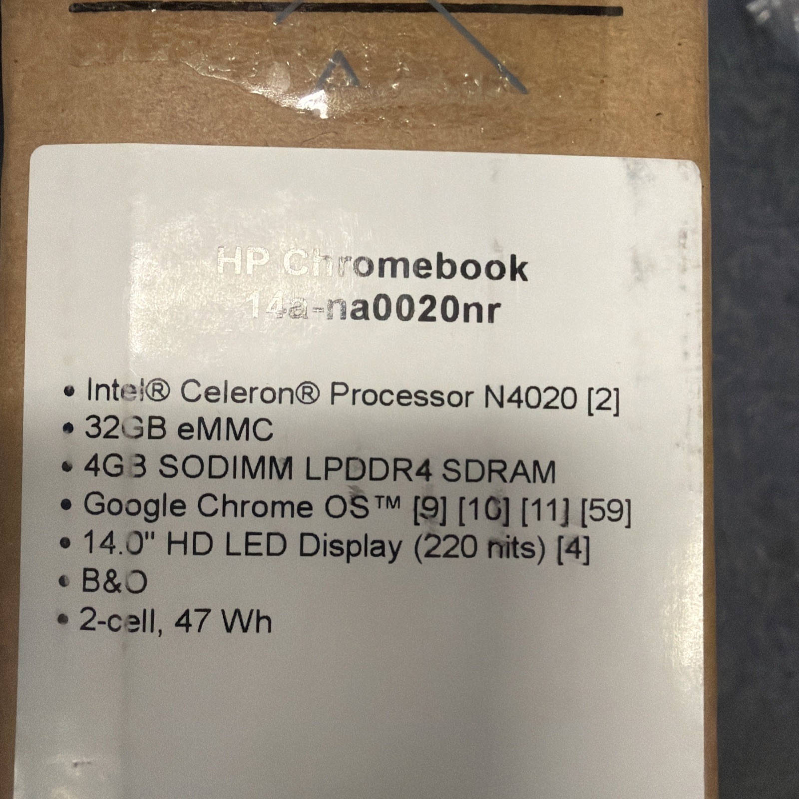 HP 14a-na0020nr 14 inch (32GB, Intel Celeron, 1.10GHz, 4GB) Chromebook – White –