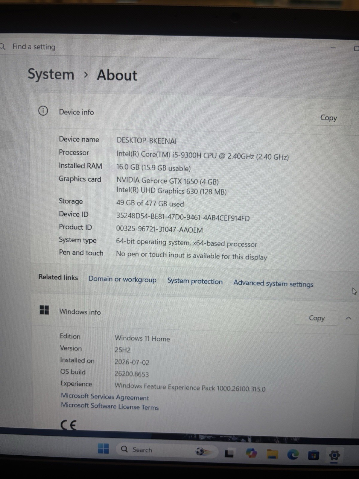 ASUS TUF Gaming FX505G i5-9300H GTX 1650 16GB RAM 512GB SSD With Charger