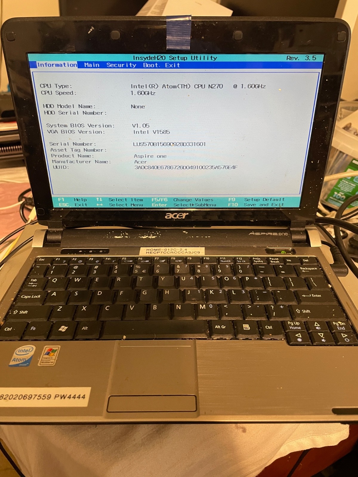 Acer Aspire One KAV10 | Intel Atom N270 @1.6GHz / 1GB RAM