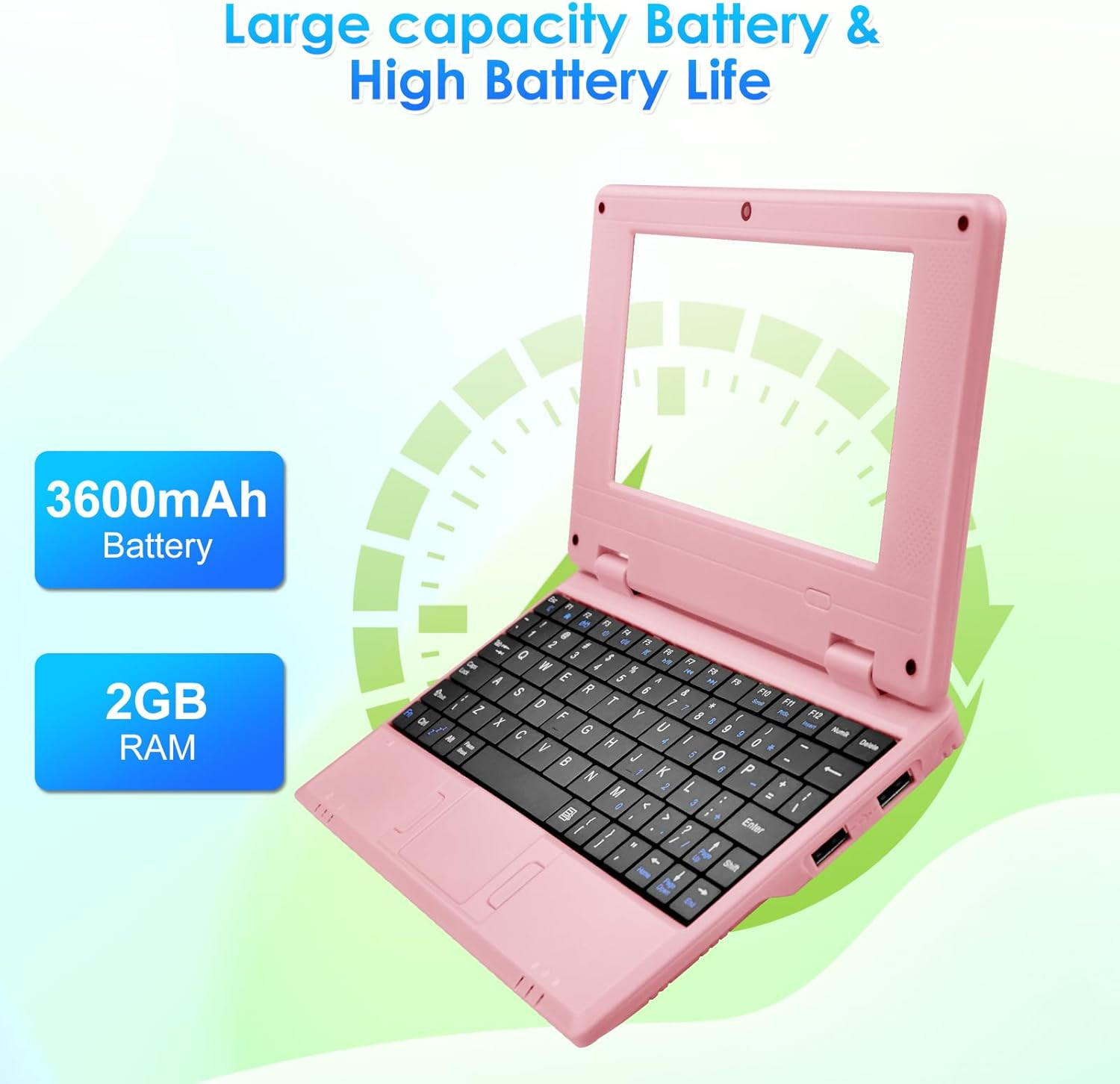 7″ Portable Small Laptop, Android 12.0 OS Quad-Core Cortex A53 with 2GB RAM 32GB