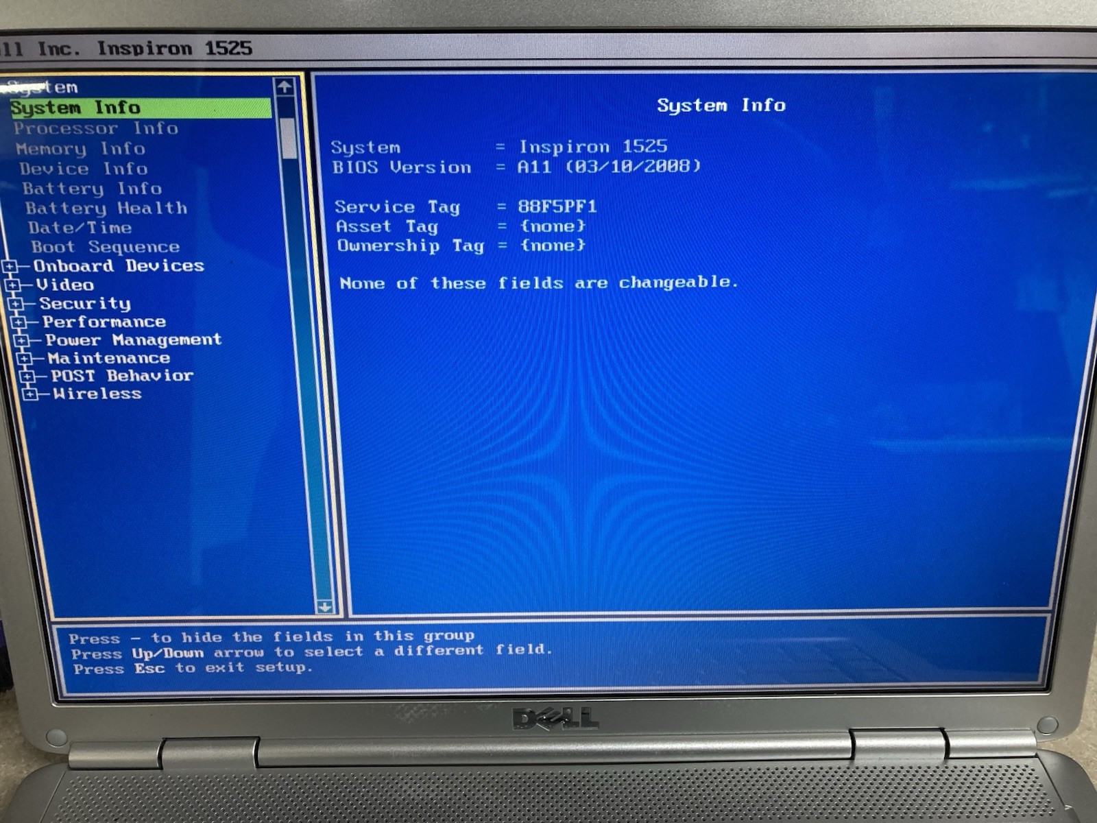 DELL Inspiron 1525 Intel Celeron 1.86GHz | 2GB RAM | NO HDD/OS – Boots to Bios