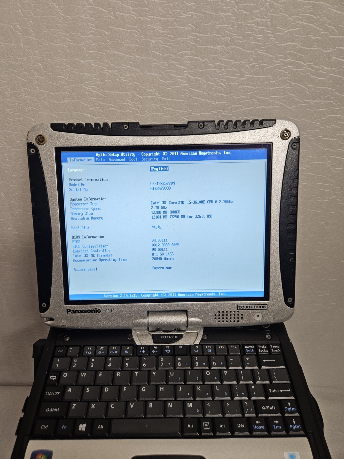 Lot Of 8 Panasonic Toughbook CF-19, i5-3610ME @ 2.7GHz, Tested Grade C