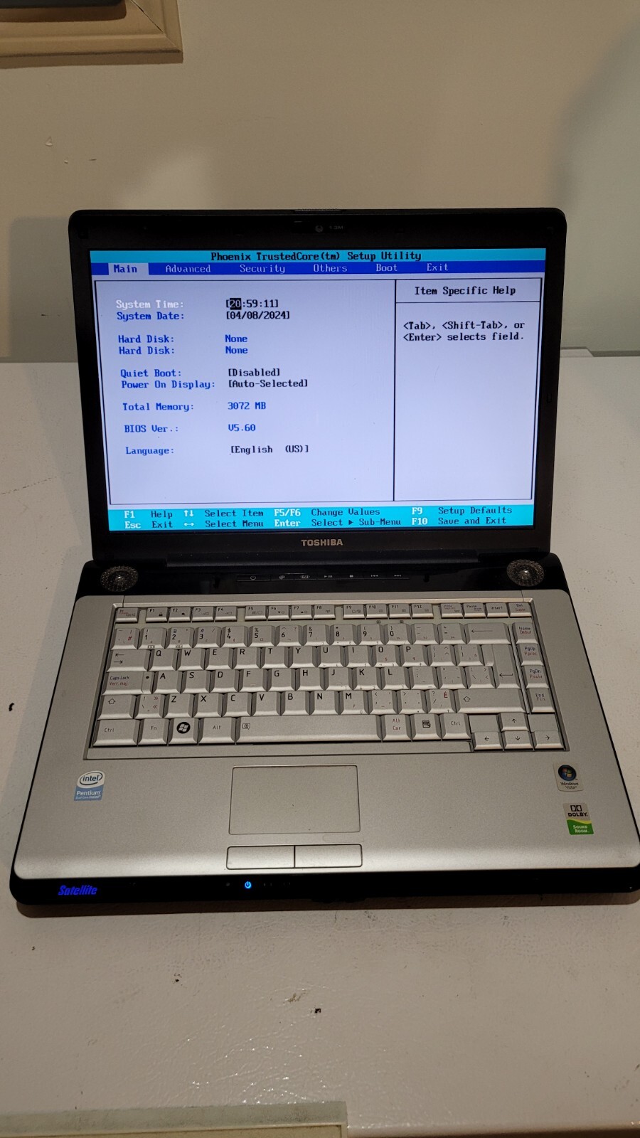 Toshiba Satellite A200-25V | 15.4″ | Intel T2310 | 3GB Ram | NoHDD | NoAC