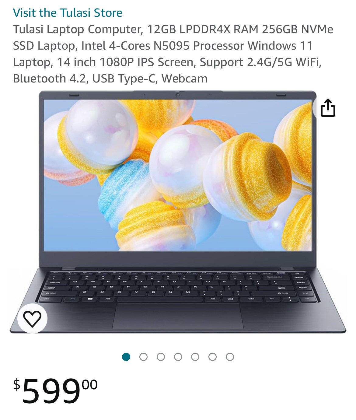 Tulasi Laptop 12GB LPDDR4X RAM 256GB 14” 1080P WIN11 SSD Laptop (READ!)FFF62