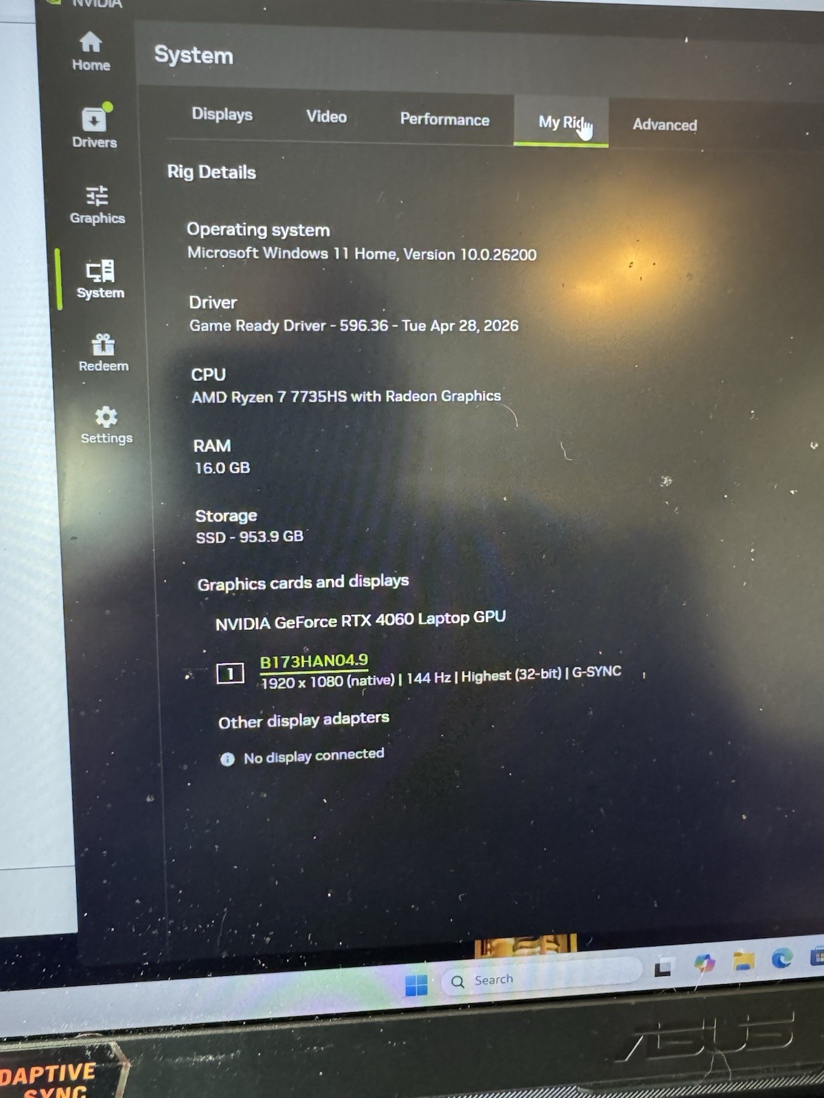Asus TUF Gaming A17 AMD Ryzen 7 7735HS 3.2GHz 16GB SSD 1TB RTX 4060