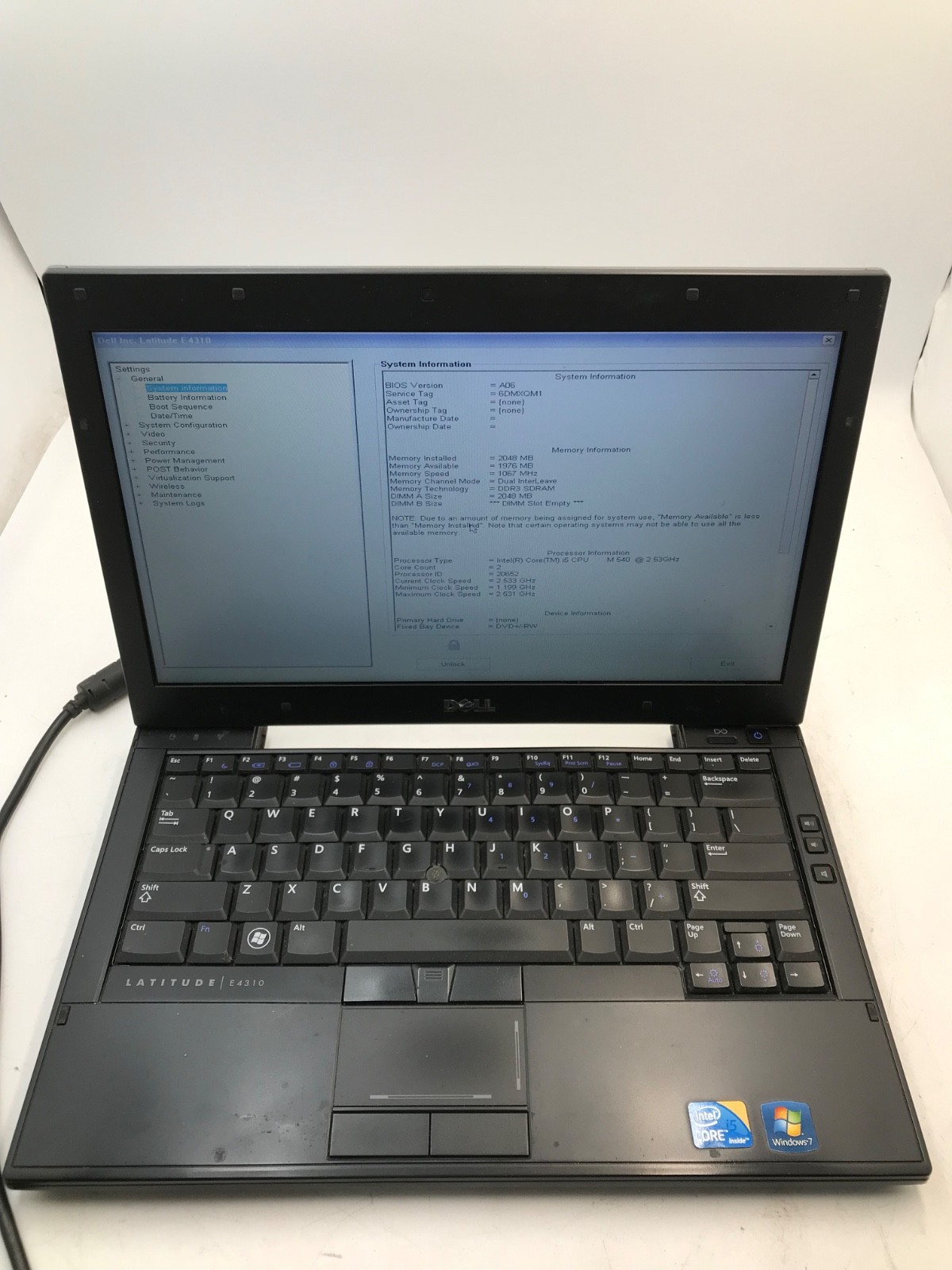 Dell Latitude E4310 Intel i5-540M 2.53GHz 13″ 4Gb RAM – BOOTS/BIOS LOCKED-MZ