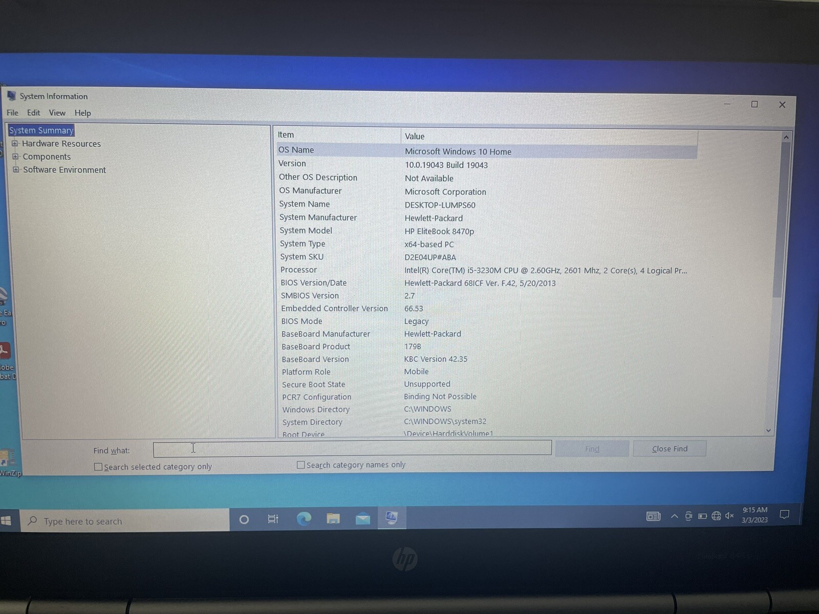 HP EliteBook 8470p 14″ Core i5 3320M 2.6GHz 8GB RAM 500GB HDD Win 10