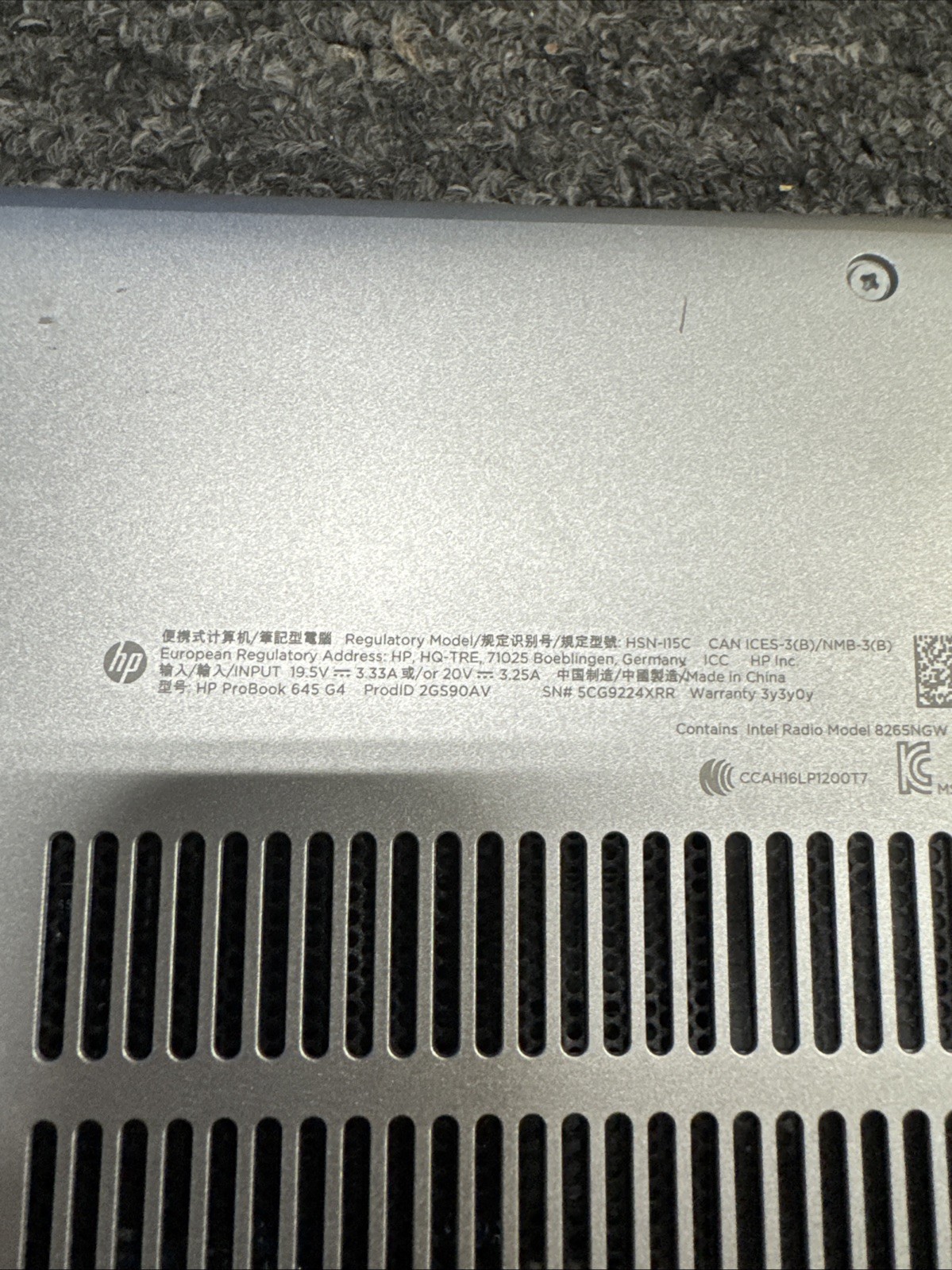 HP ProBook 645 G4 HSN-I15C Silver Parts Only Untested Dented See Below