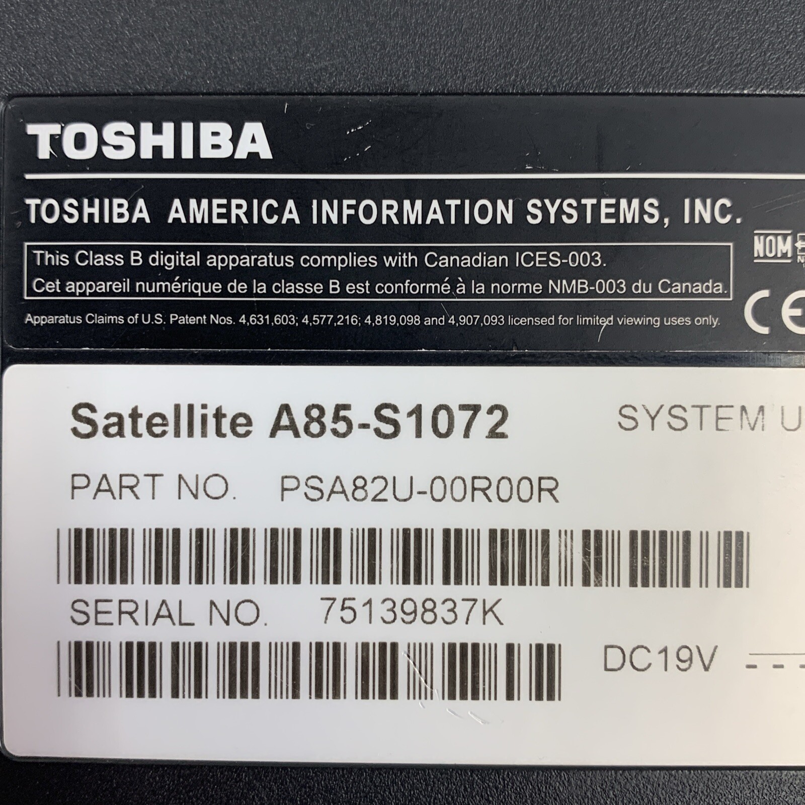 Toshiba Satellite A85 Intel Celeron-360J 1.40GHz 2GB RAM 15.6″ No Battery/HDD/OS