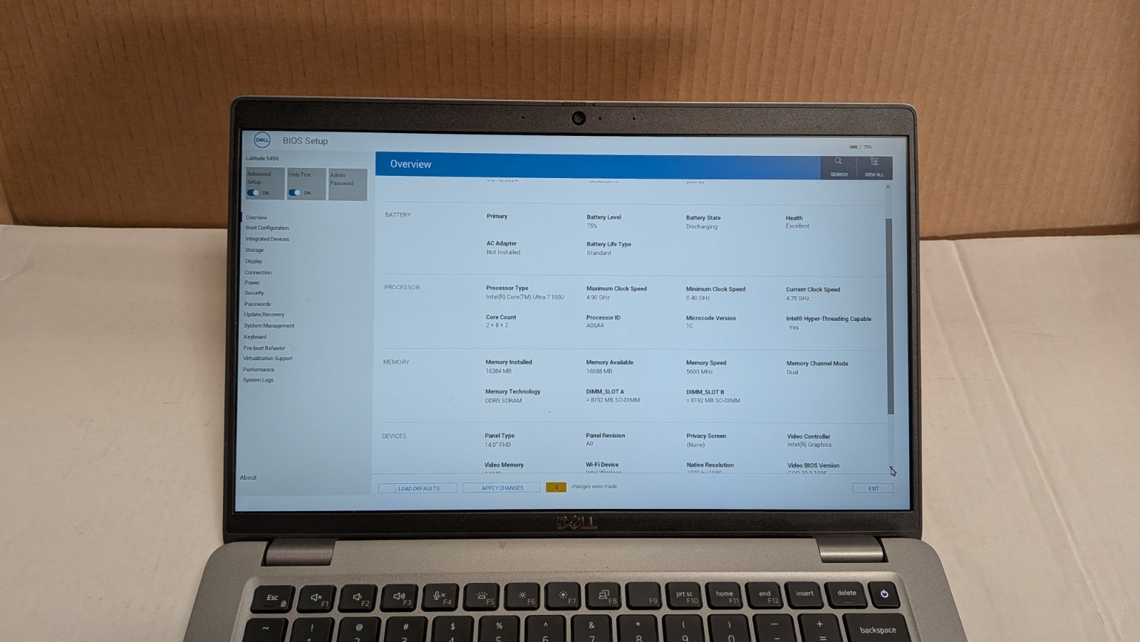 DELL LATITUDE 5450 INTEL Ultra 7 165U 14 FHD 16GB RAM 256GB SSD Windows 11P w/ac