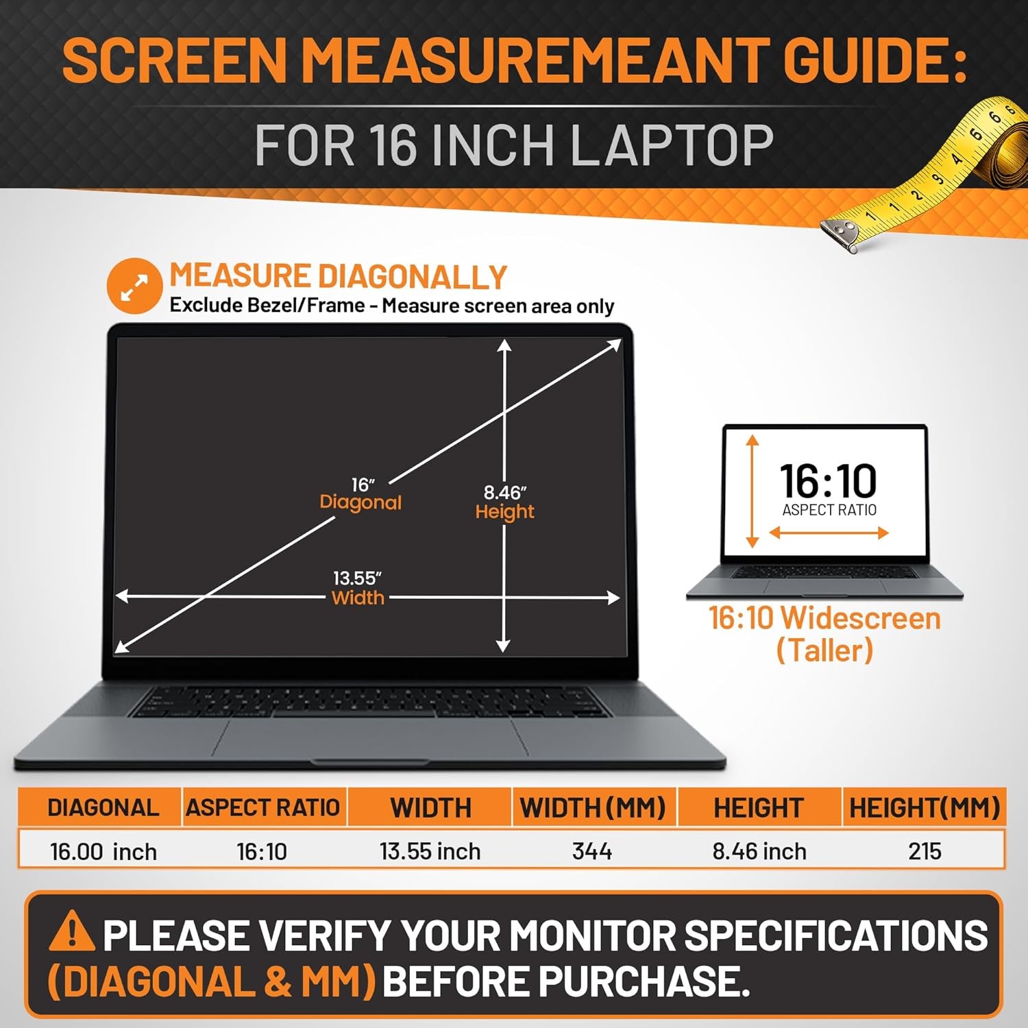 16 Inch Laptop Privacy Screen Filter 16:10 | Anti Glare Blue Light Blocking