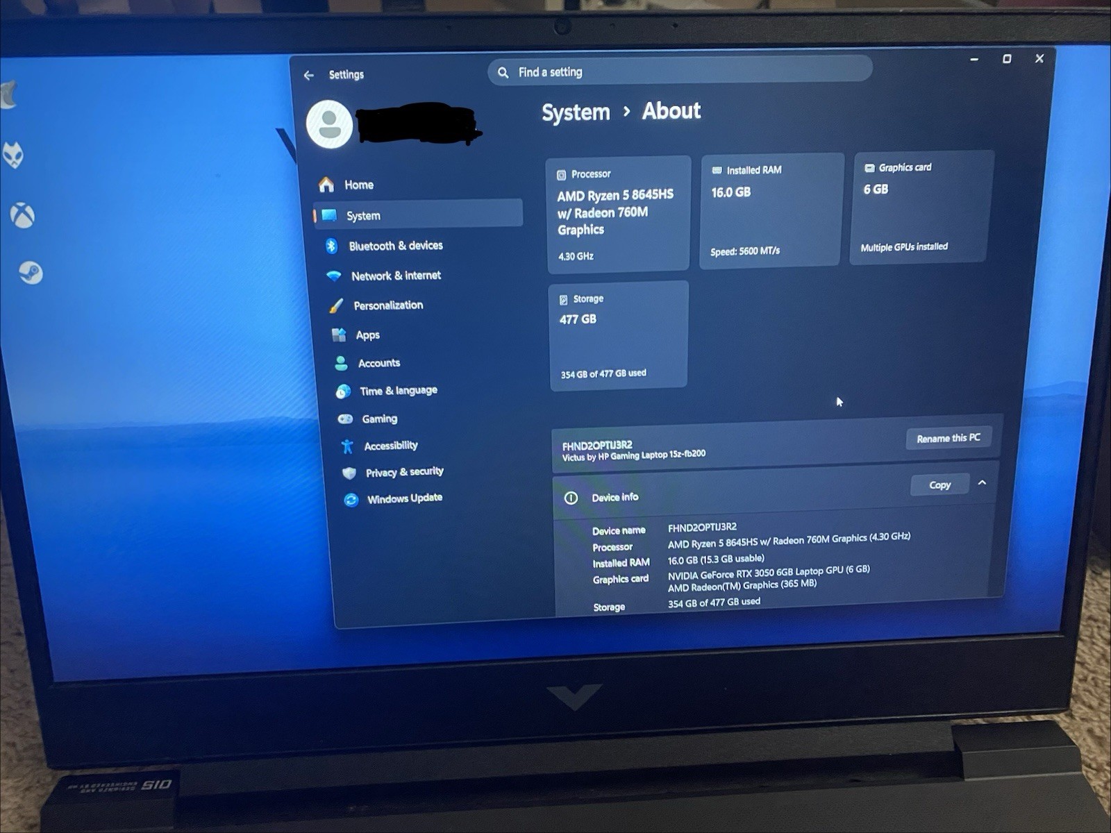HP Victus 15.6″ Gaming laptop Windows 11