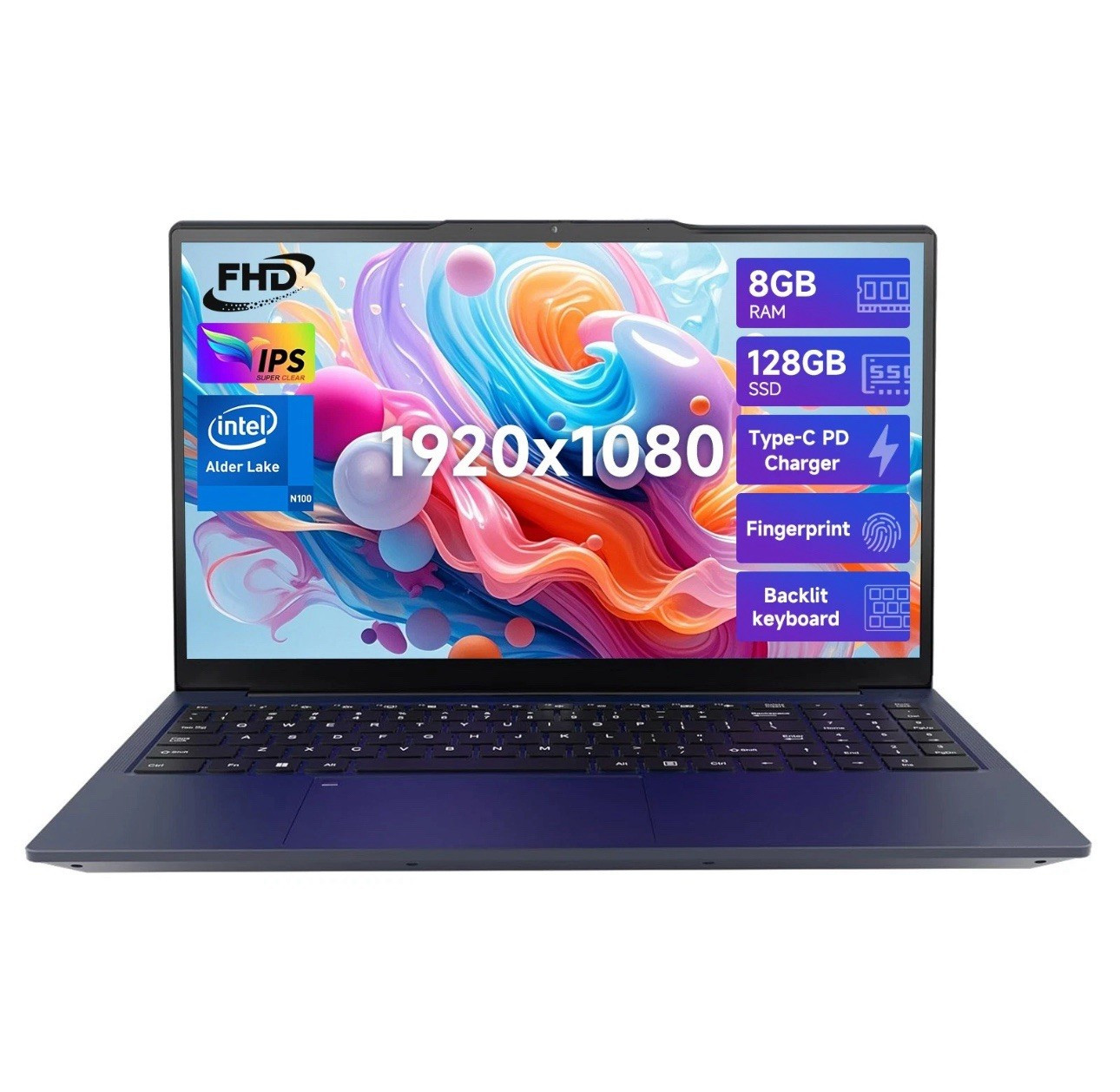 Nimo 15.6″ IPS Laptop Intel Alder Lake N100 8GB RAM 128GB SSD Blue Fingerprint