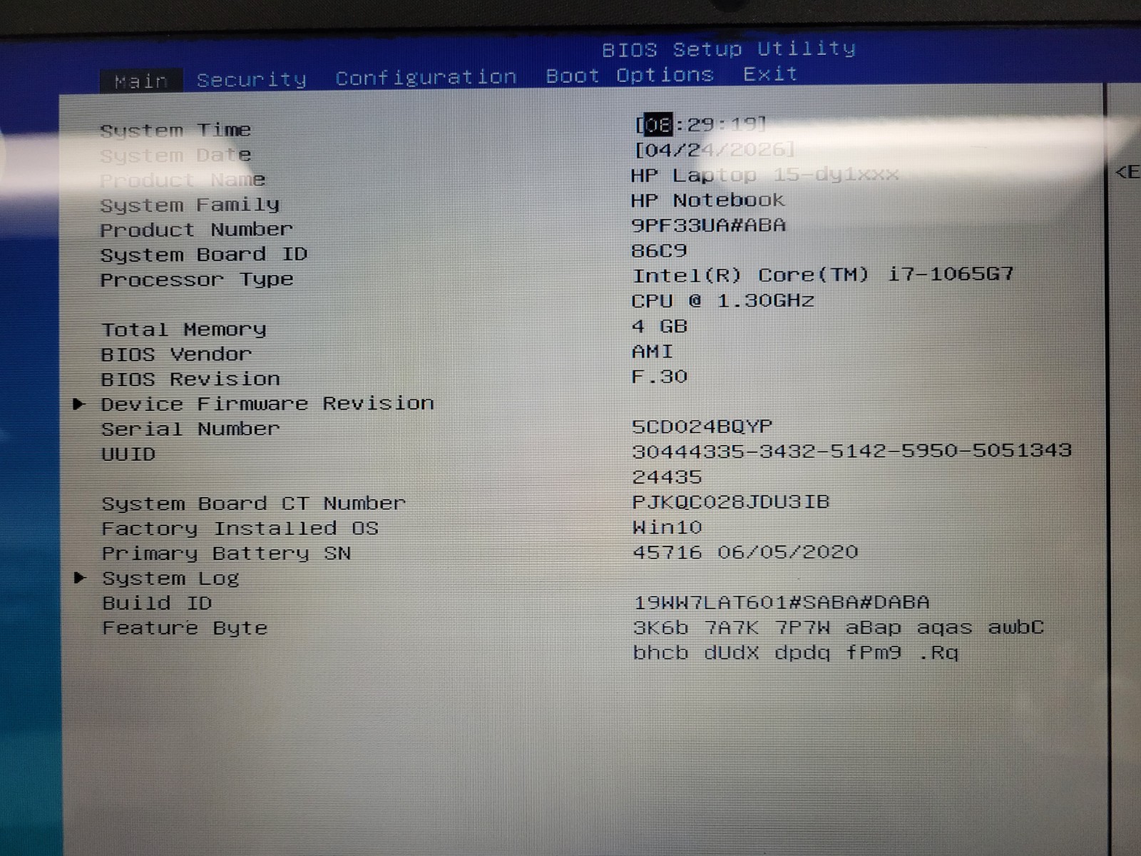 HP Laptop 15-DY1027OD i7-1065G7@1.3GHz 4GB RAM NO OS/HD *BIOS/READ* | LP471