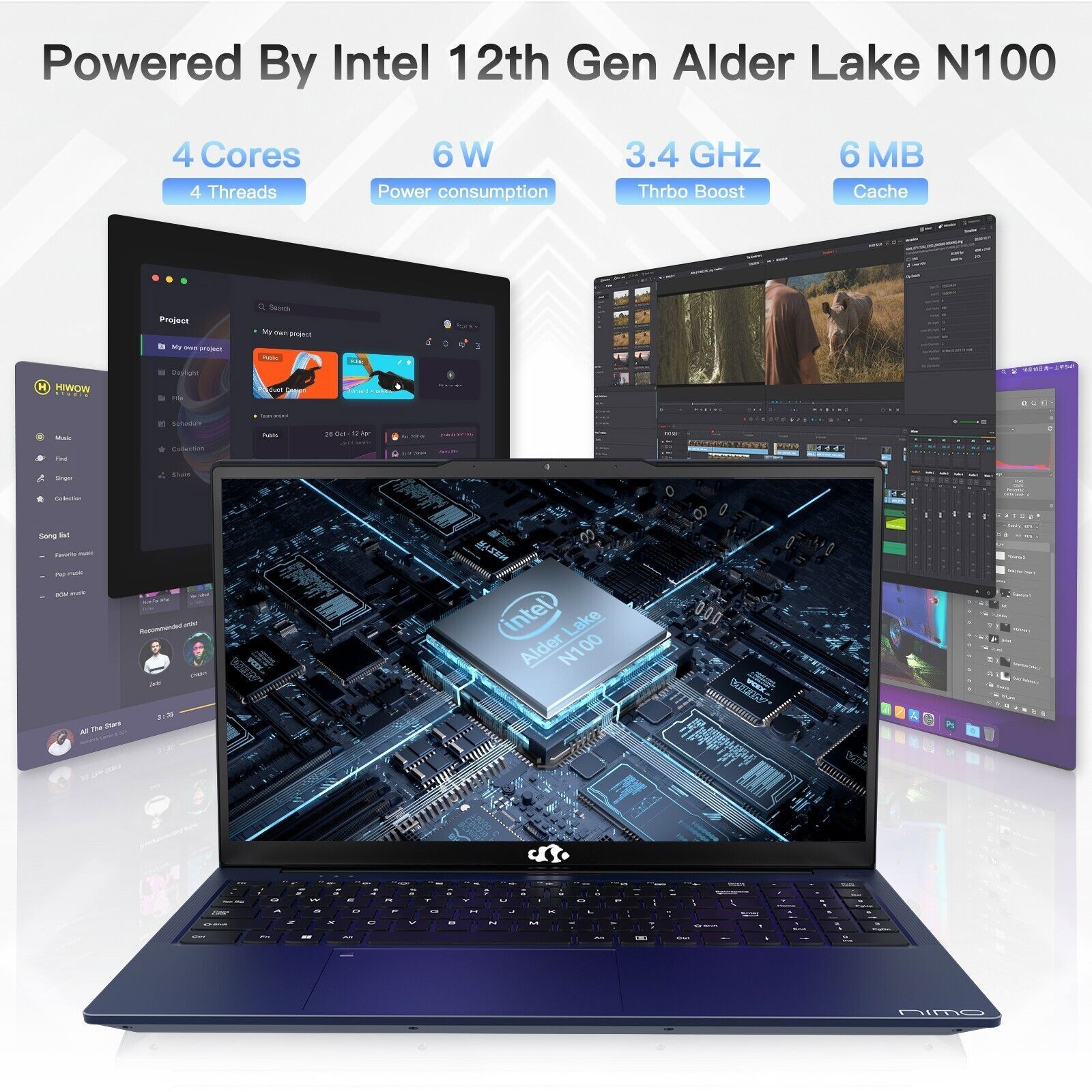 15.6 Student Laptop Intel Pentium Quad Core N100 8GB RAM 256GB SSD WiFi 6 Win 11