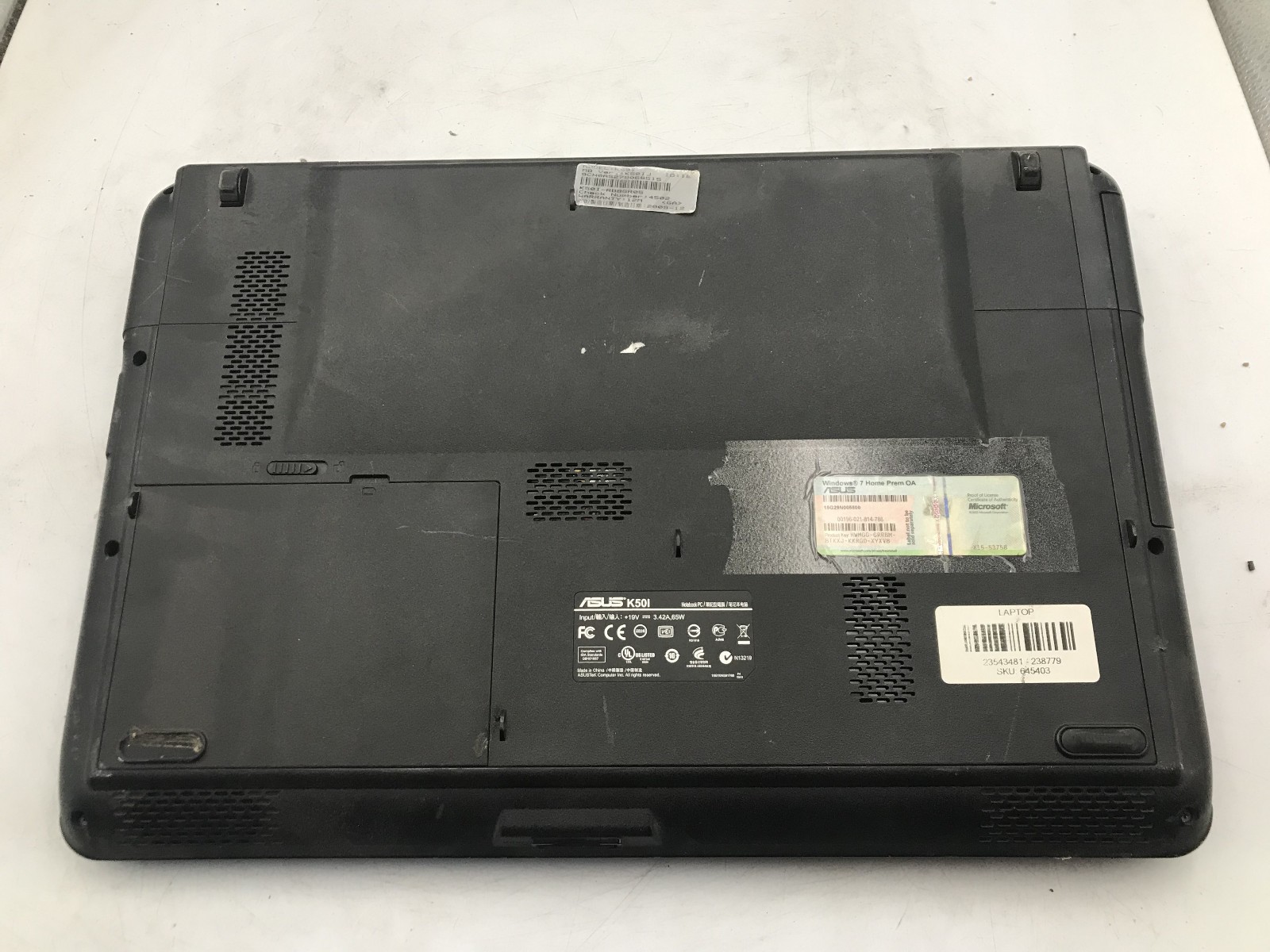 ASUS K50I NOTEBOOK – FOR PARTS/REPAIR – INTEL PENTIUM T4400 – 3GB RAM – READ -BB