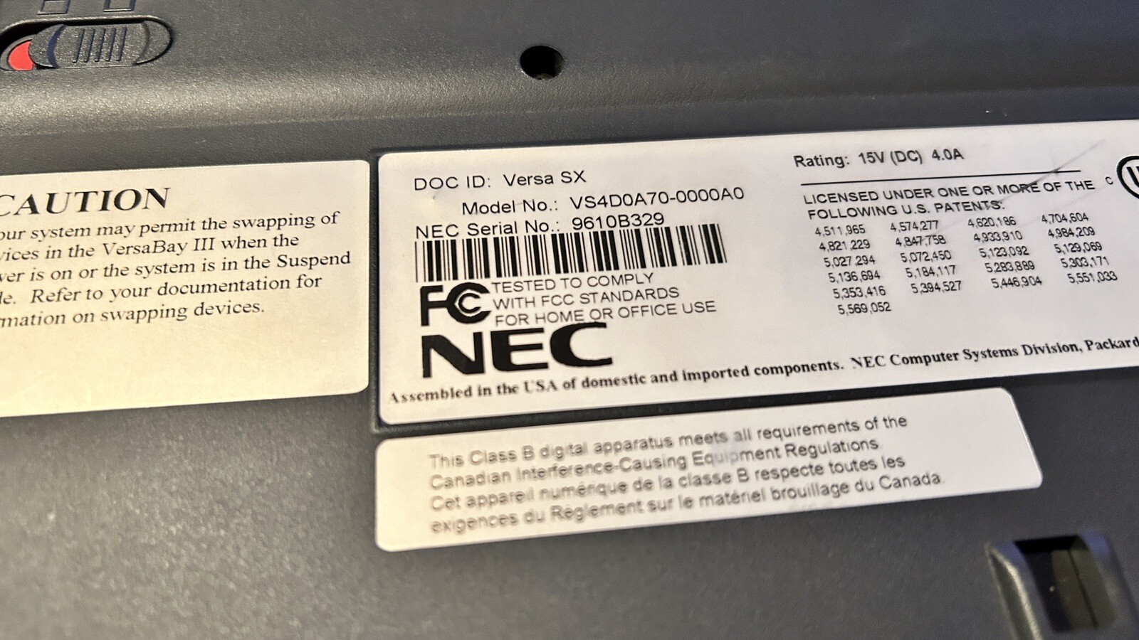 NEC Versa Model-VS4D0A70 Laptop