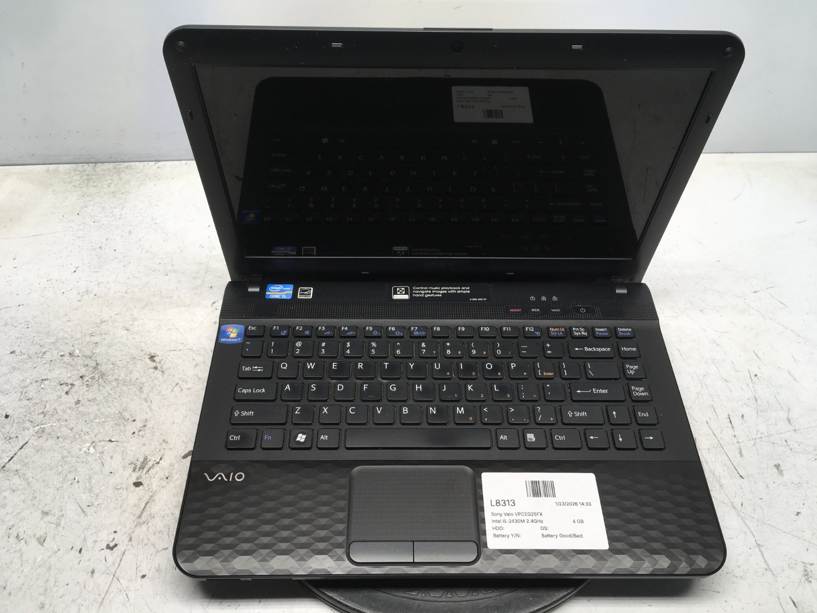Sony Vaio VPCEG25FX Intel i5-2430M 2.4GHz 4 GB NO HDD