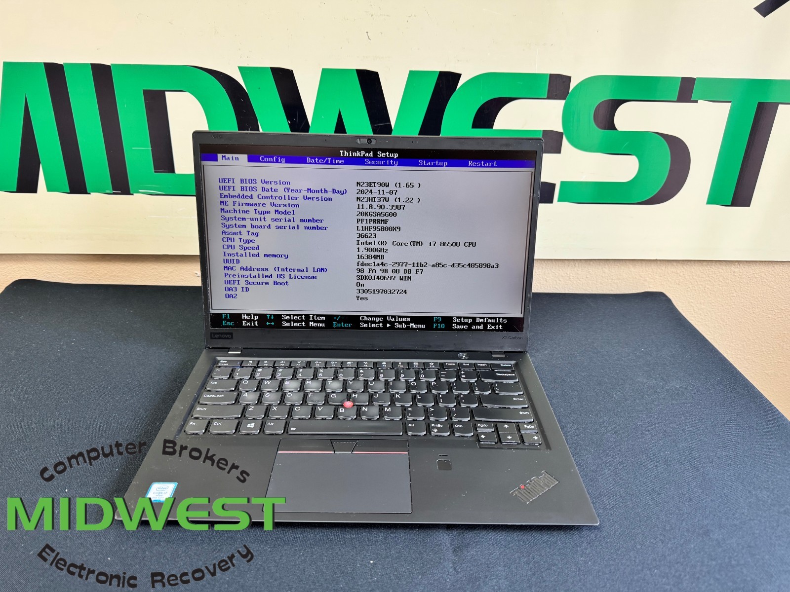 Lenovo ThinkPad X1 Carbon 6th Gen i7-8650U 1.9GHz 16GB RAM (NO OS/HDD/SSD)