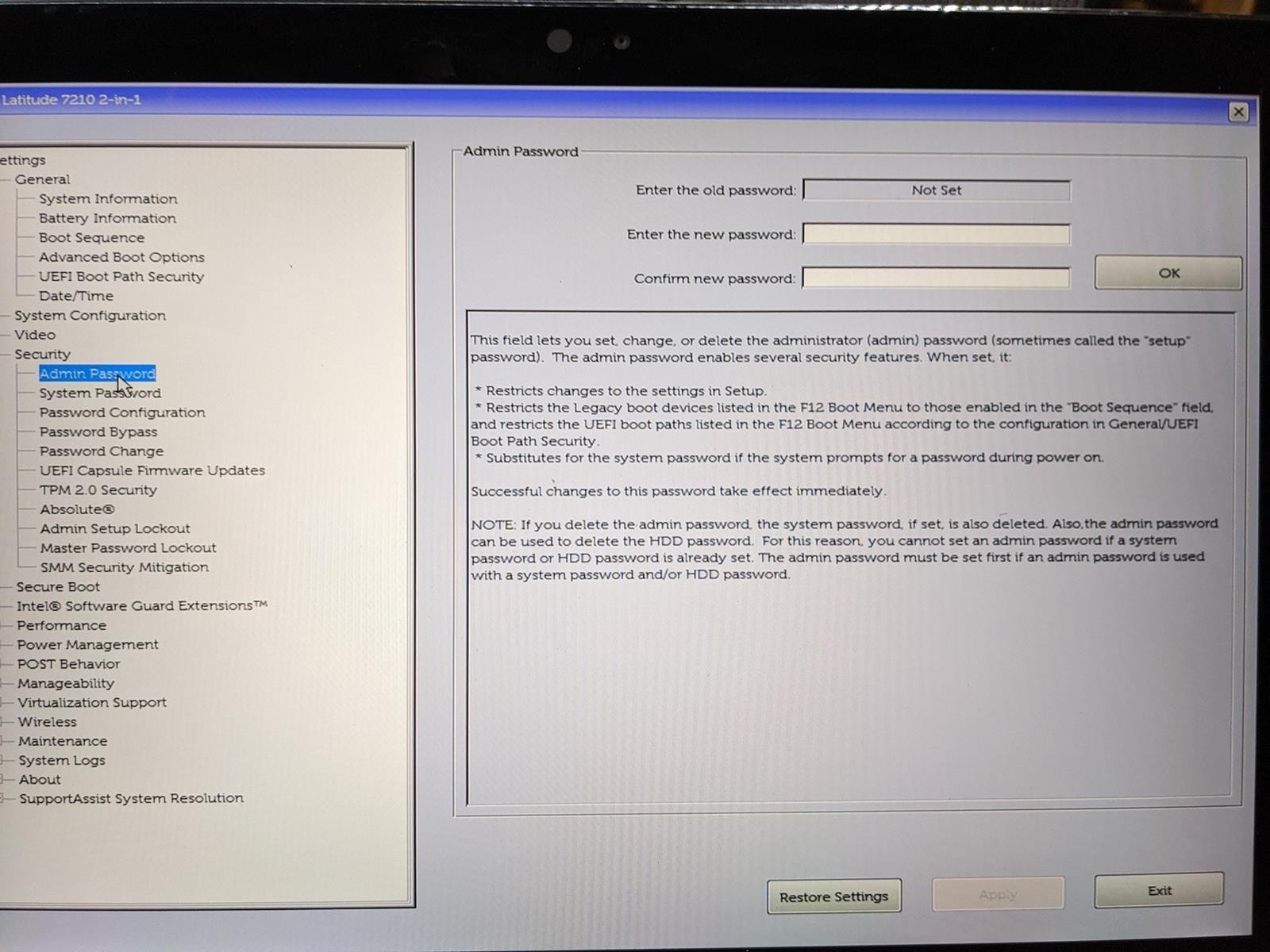 DELL LATITUDE 7210 2-IN-1 i5-10310U @ 1.7GHz, 8GB RAM, NO HDD/OS
