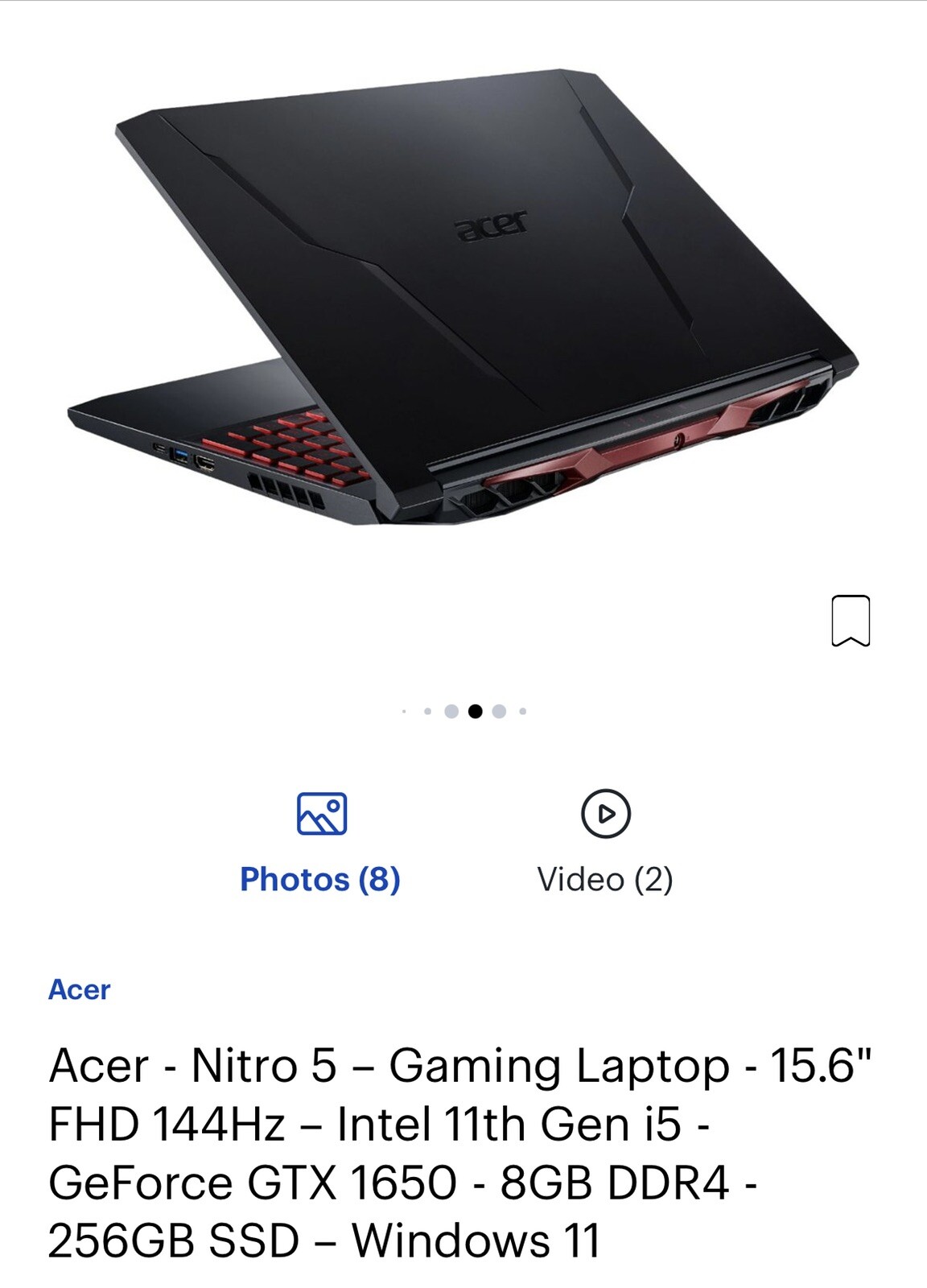 Acer Nitro 5 AN515-55-57BK 15.6″ (512GB SSD, Intel Core i5-10xxx i5-10300H,…