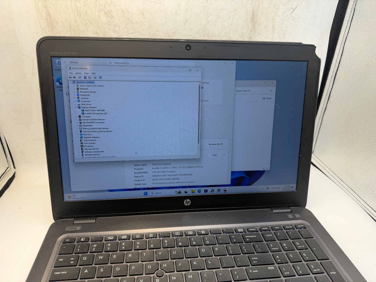 HP ZBook 15u G3 Laptop Intel i7-6500U 4GB RAM 256GB SSD Win11 -w/battery C GRADE