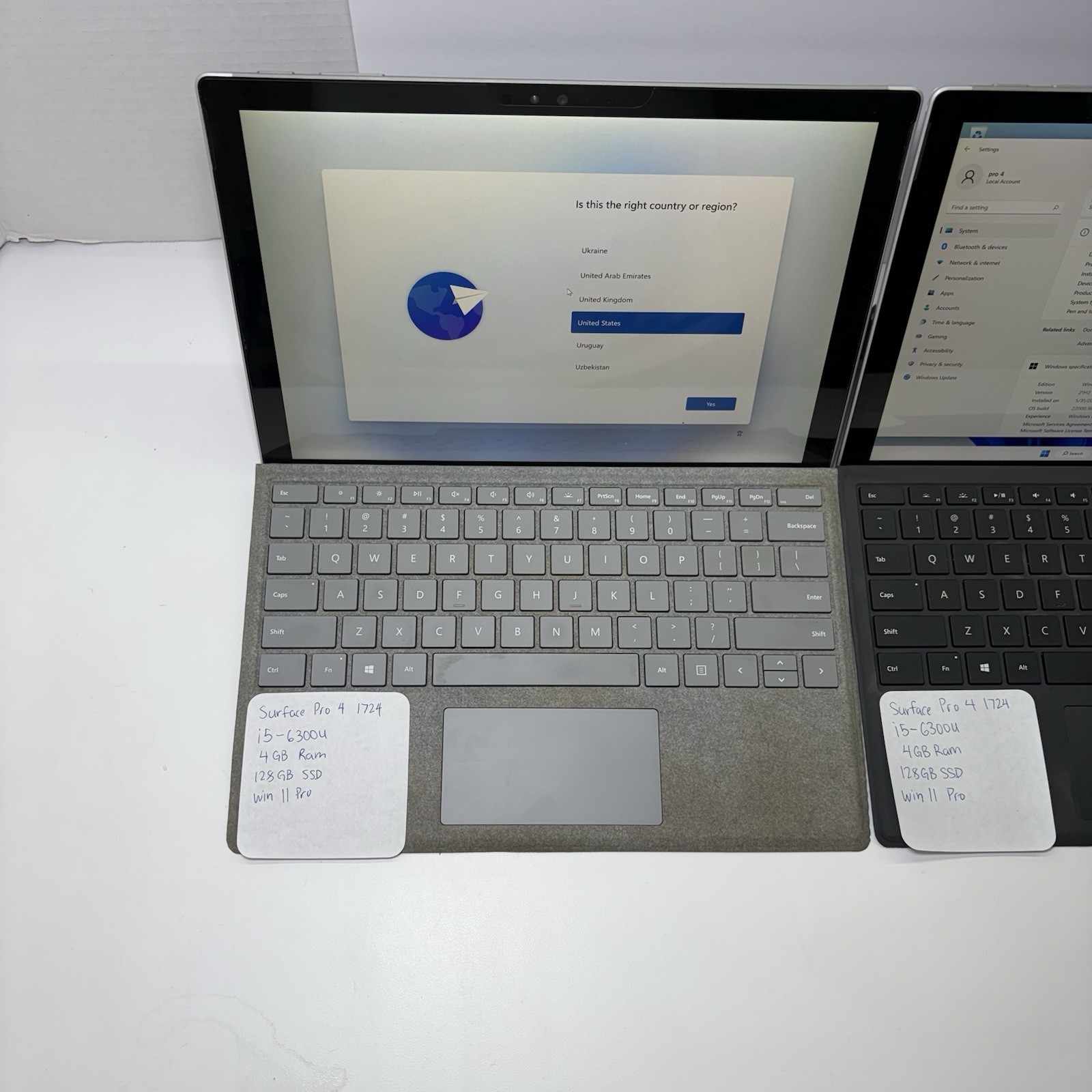 Lot Of 3 Microsoft Surface Pro 4 1724 | i5-6300U | 4GB RAM | 128GB SSD | Win 11