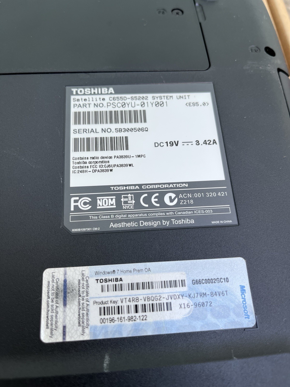 Toshiba Satellite Pro C650 S5202 Laptop 15.6″ Intel Core Processor C655D