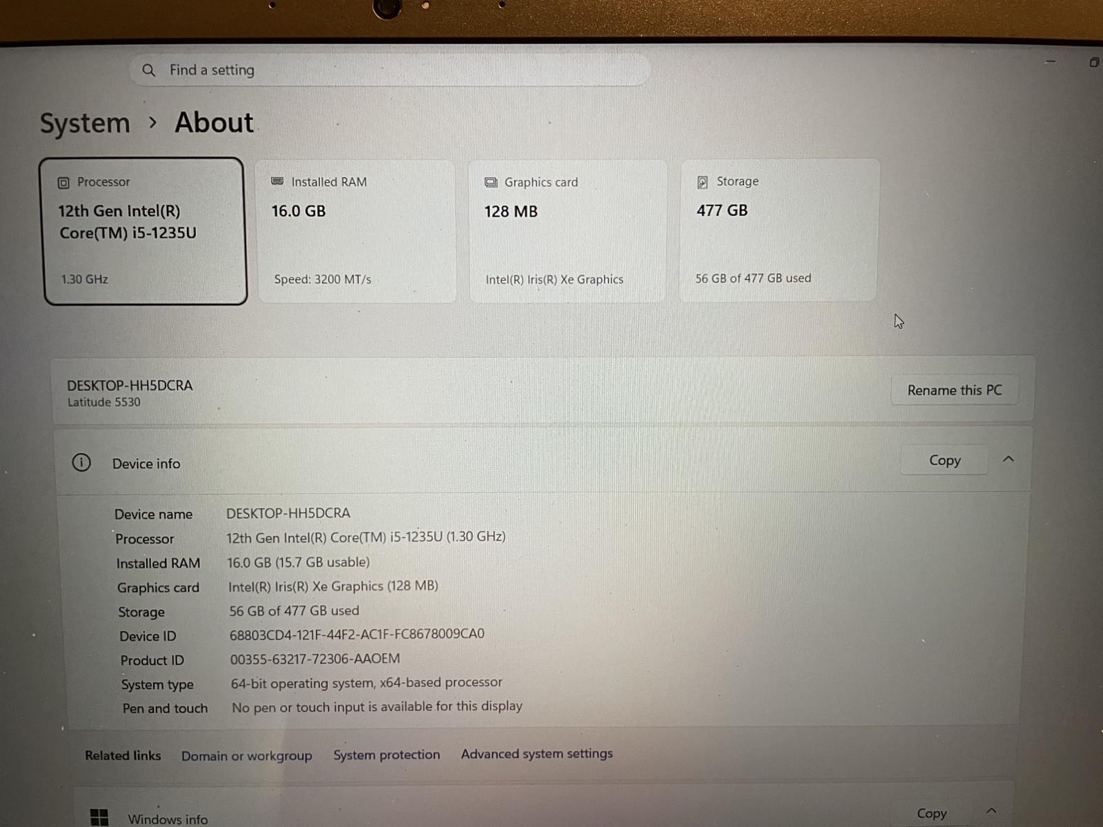 Dell Latitude 5530 Core i5-1235U @4.40GHz 16GB DDR4-3200MHz RAM ***No HDD/SSD***
