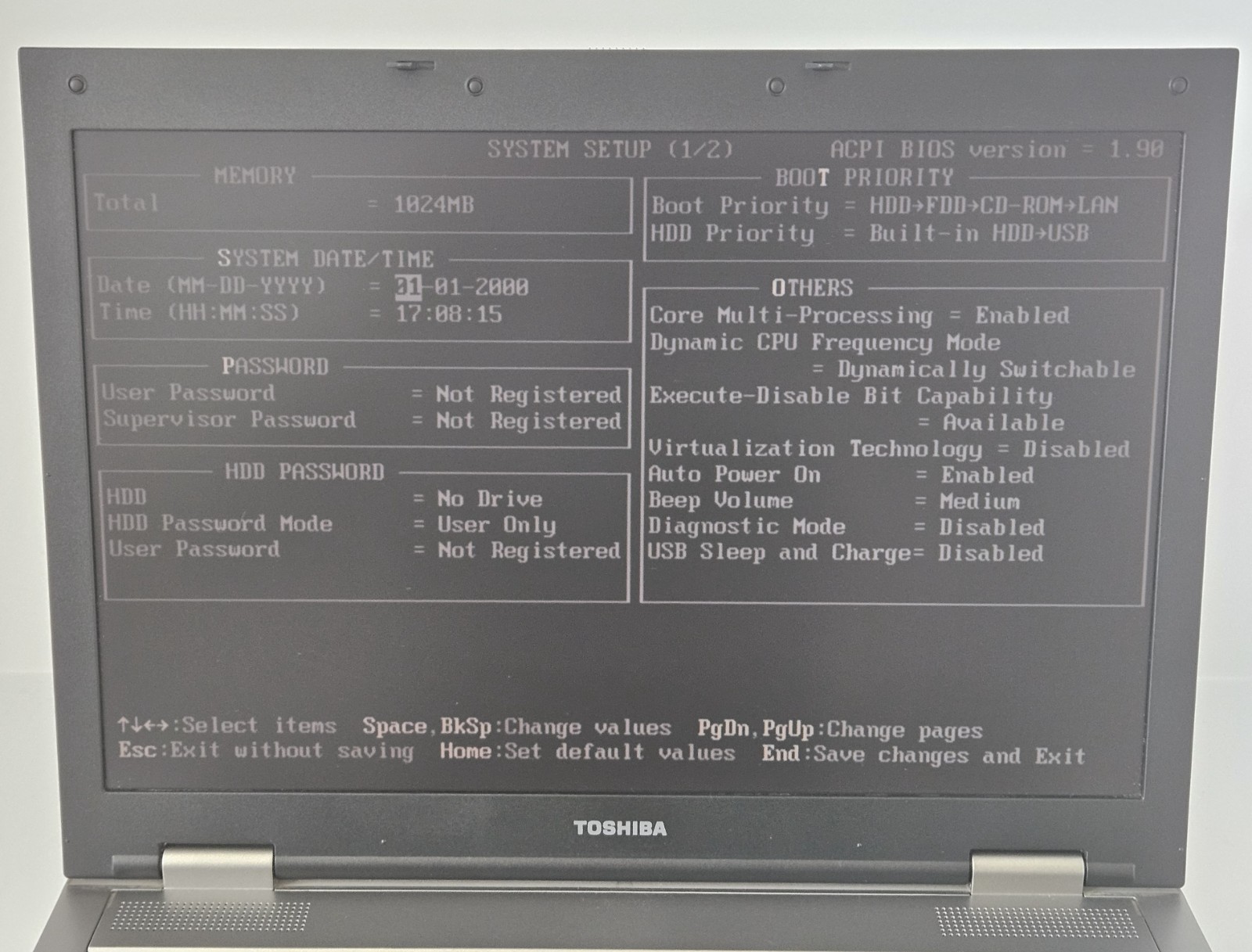 Toshiba Tecra A9 PTS52U Intel Core2 Duo T7250 2GHz 1GB RAM Good Batt + AC No HDD