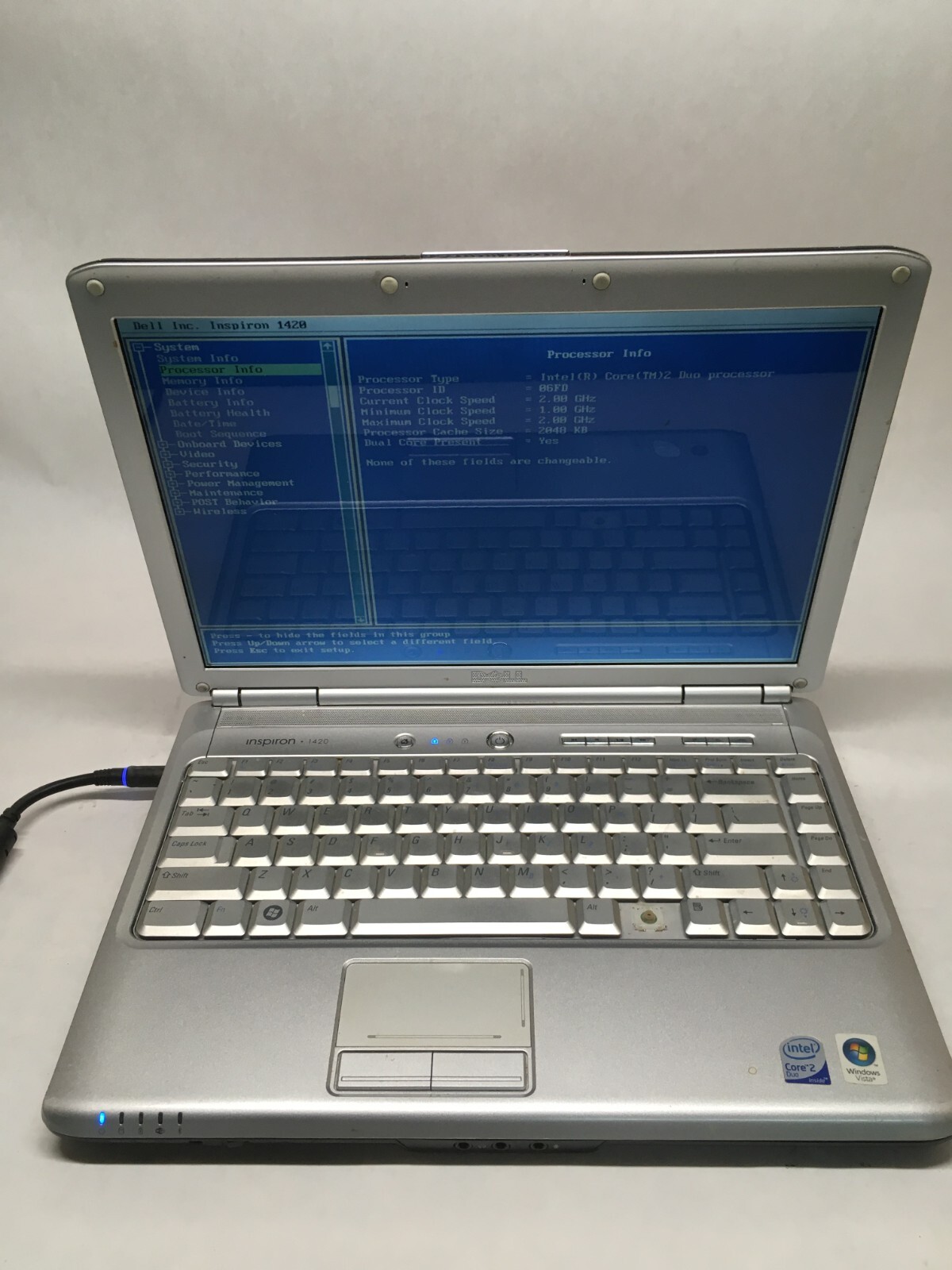 Dell Inspiron 1420 14″ (AS IS) Intel Core 2 Duo @ 2 GHz – JZ