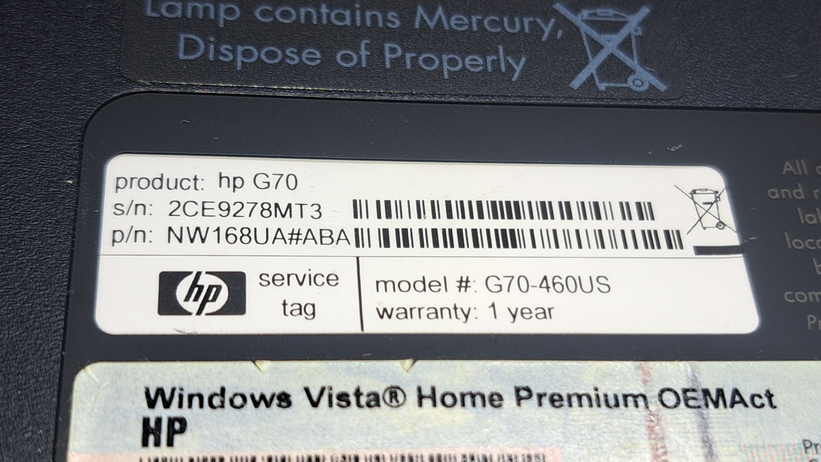 HP G70-460US 17.0″ Laptop Intel Core 2 Duo Notebook No Battery For Parts/Repair