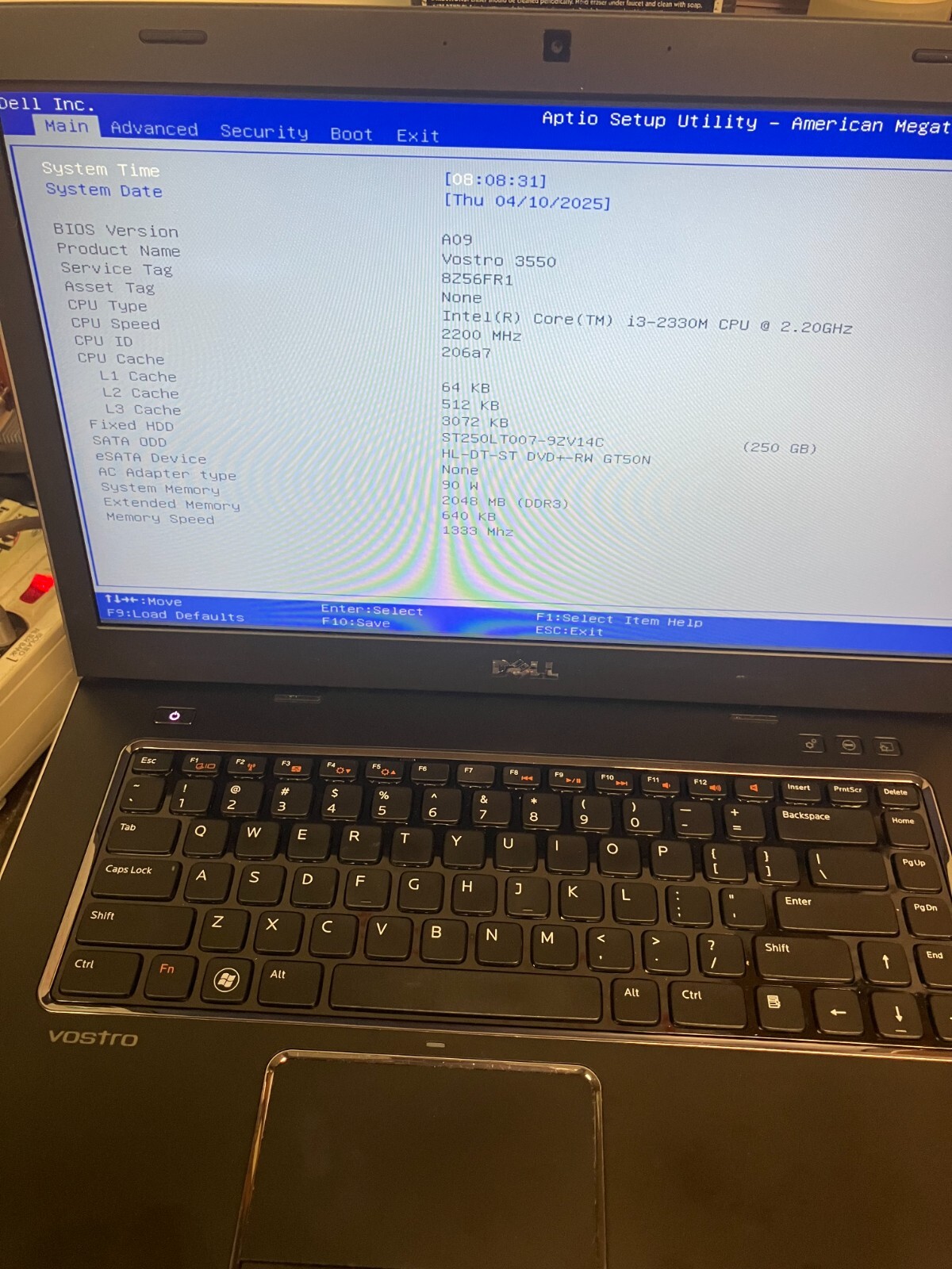 Dell Vostro 3550 15.6″ Intel Core i3-2330M 2.20GHz 2 GB RAM 250GB HDD FOR PARTS