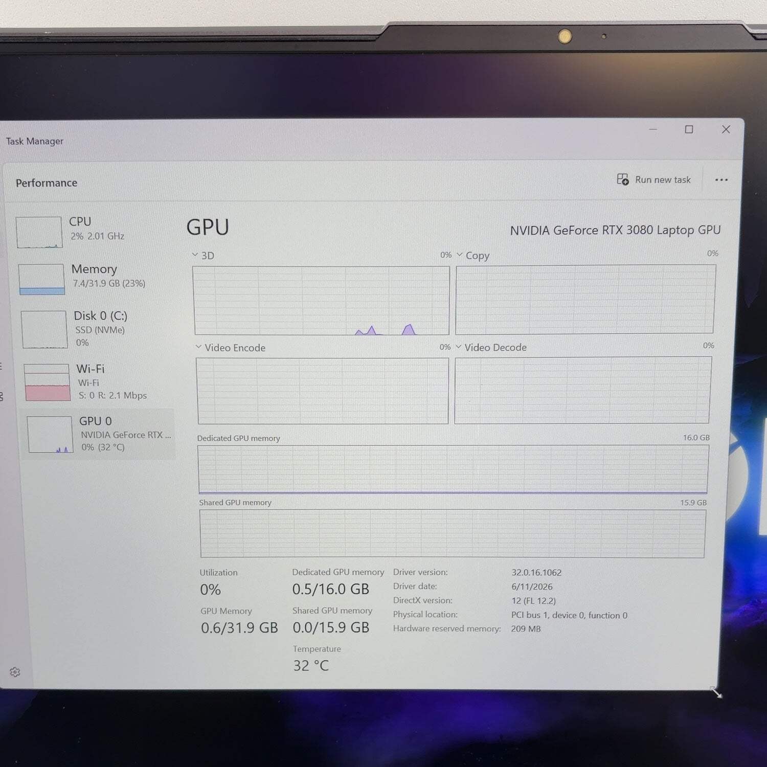 Lenovo Legion 7 16achg6 16″ Ryzen 9 5900HX 3.3GHz 32GB RAM 2TB SSD RTX 3080