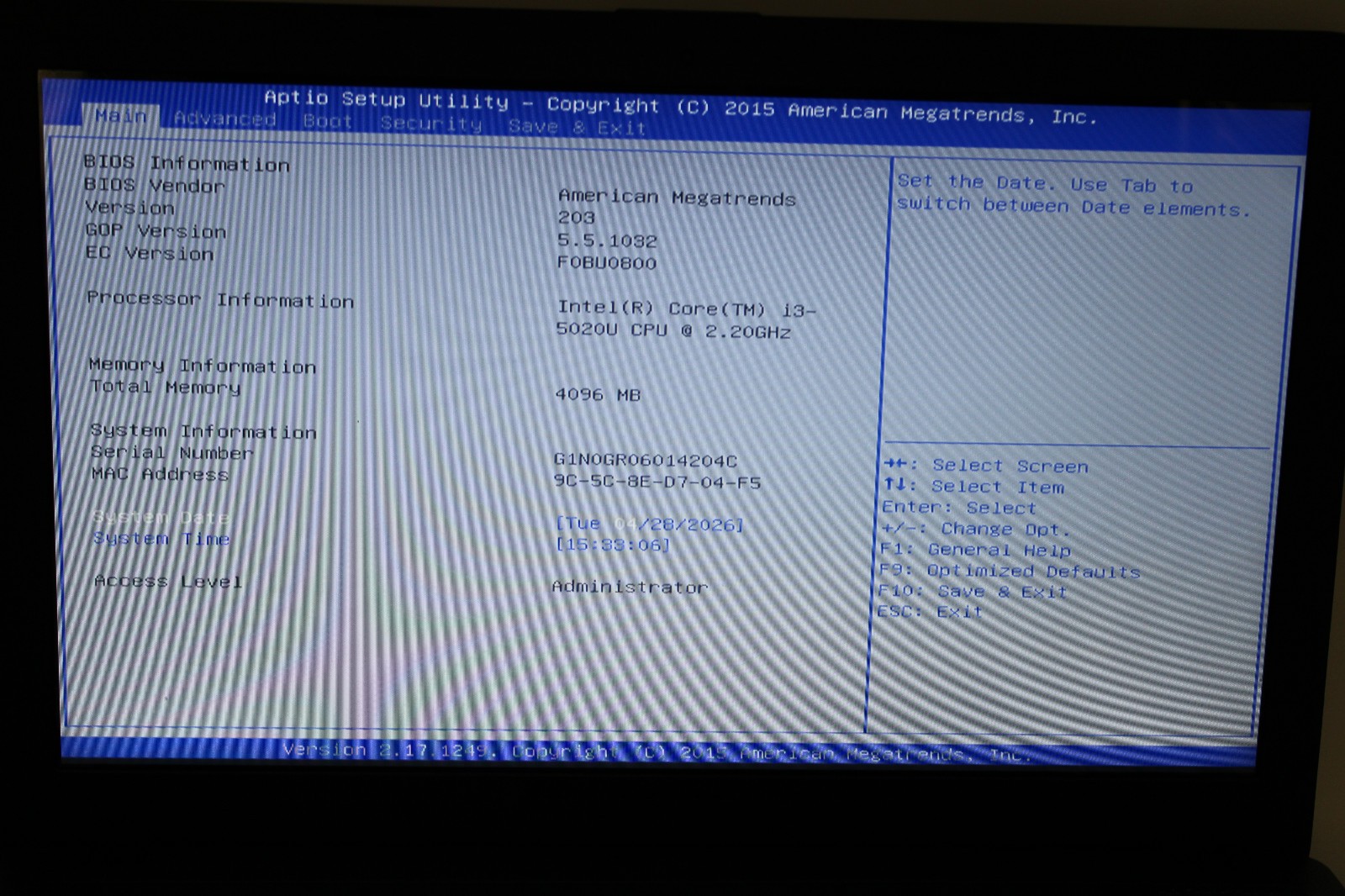 ASUS X540L _ i3-5020U @ 2.2 _ 4GB RAM _ 256GB SSD _ No OS _ w/ AC